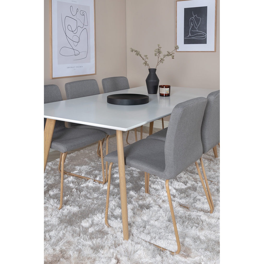 Spisegruppe Venture Home Polar Ø100 cm med 6st Mace Spisestoler