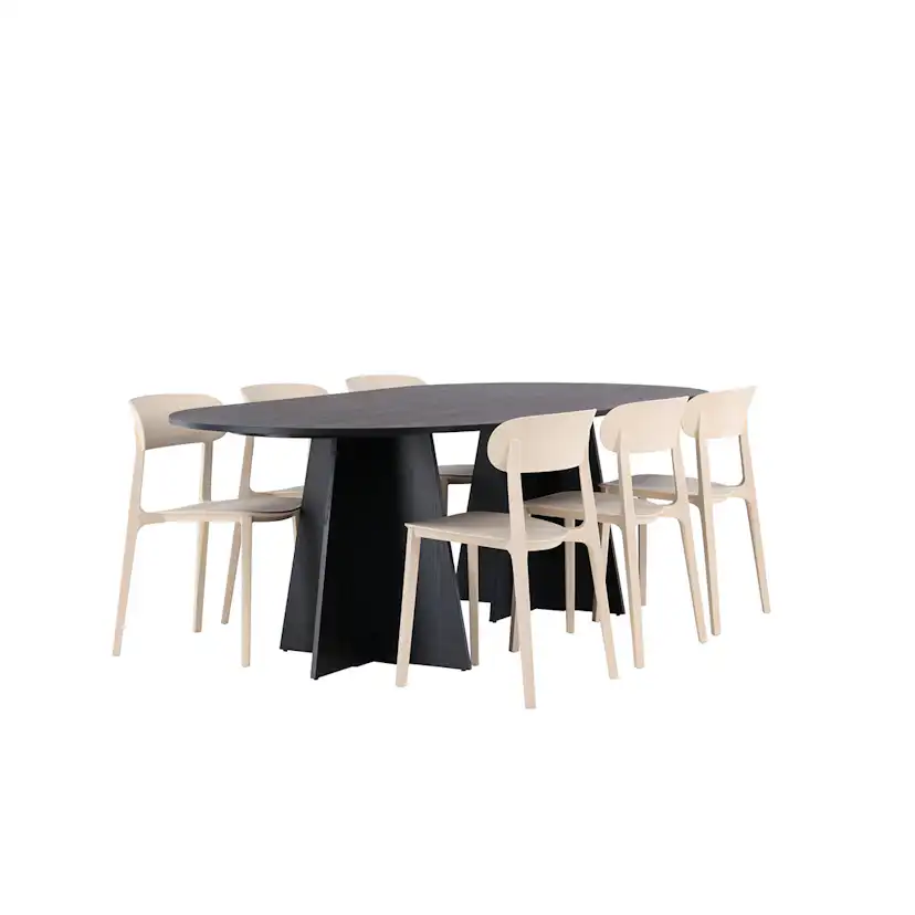 Spisegruppe Venture Home Bootcut Oval med 6 stk Åstol