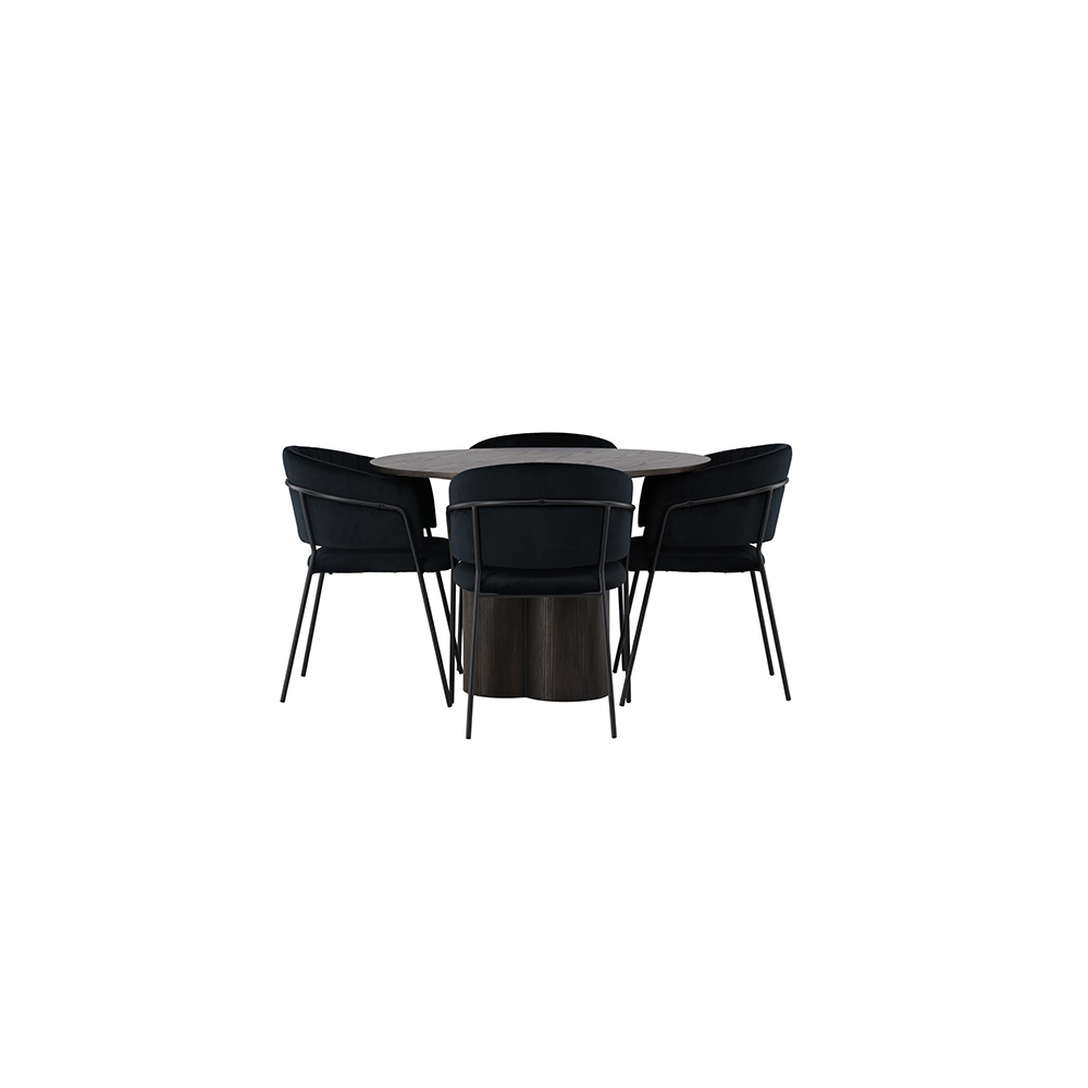 Spisegruppe Venture Home Olivia Ø110 cm med 4 stk Selma Stoler