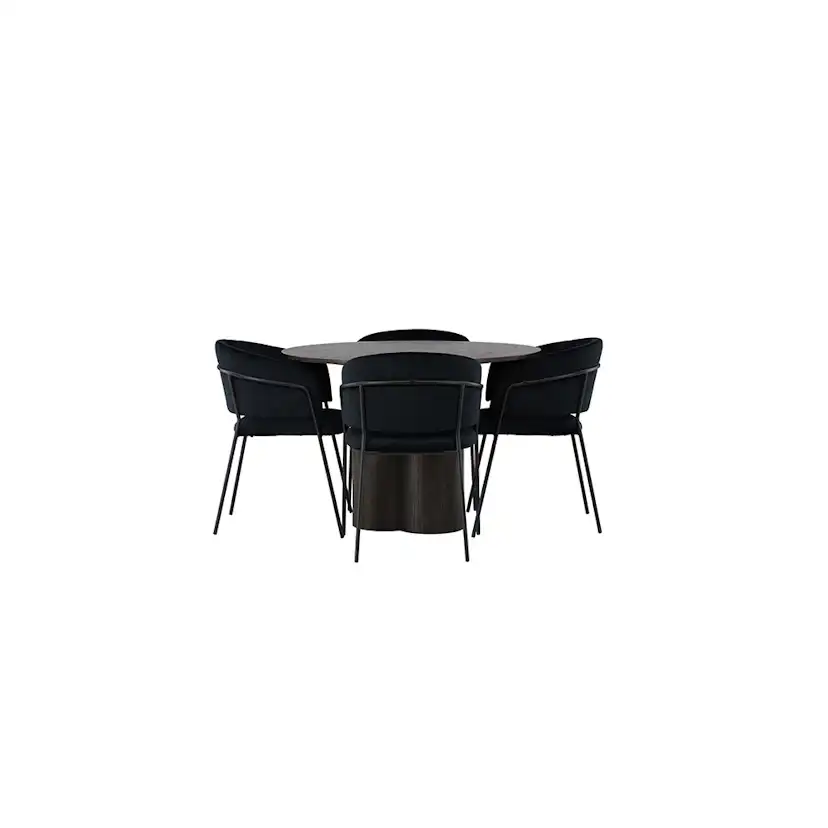Spisegruppe Venture Home Olivia Ø110 cm med 4 stk Selma Stoler