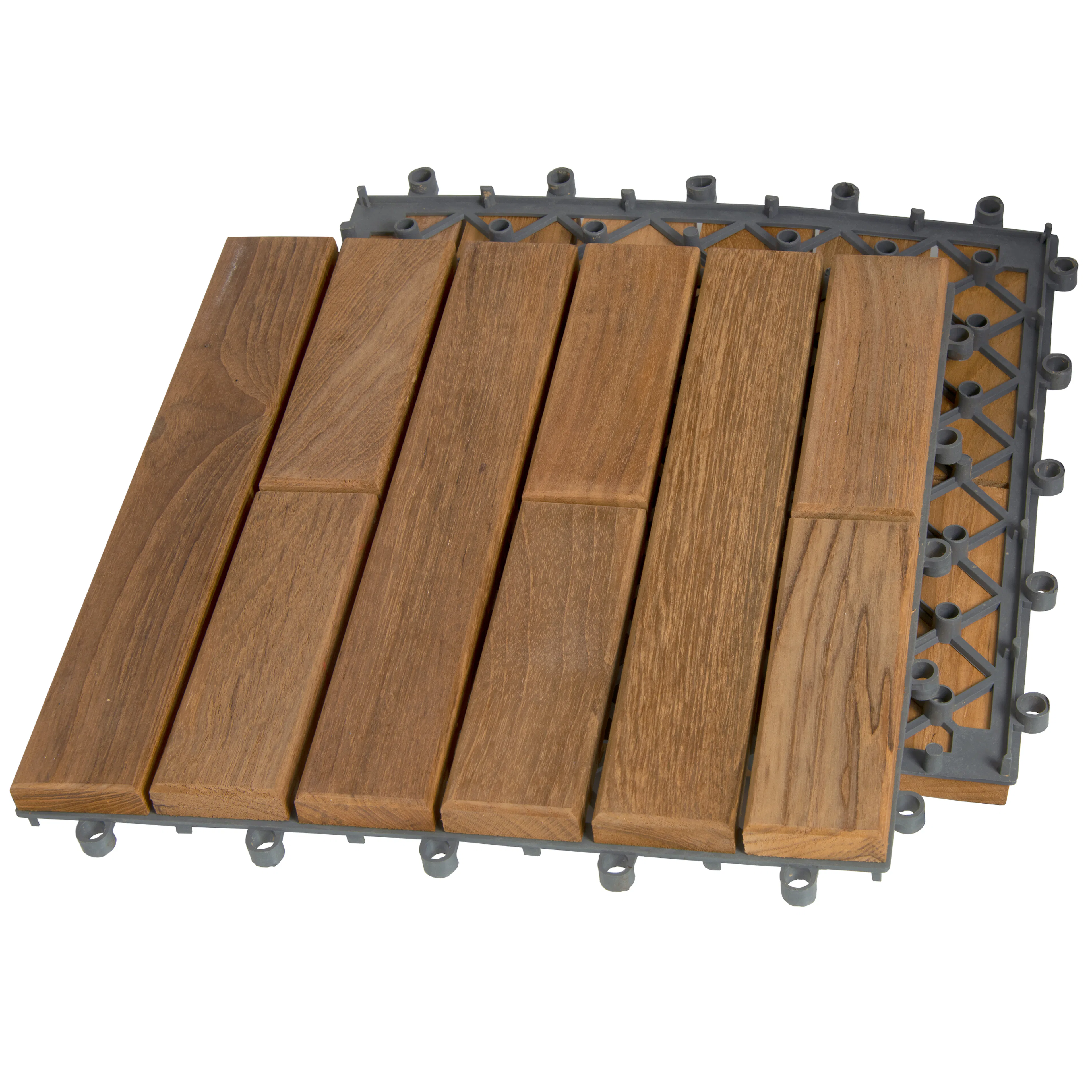 TerrassehellerTeak Deltaplattan Strand Rustfritt 30x30 Type K Høyre
