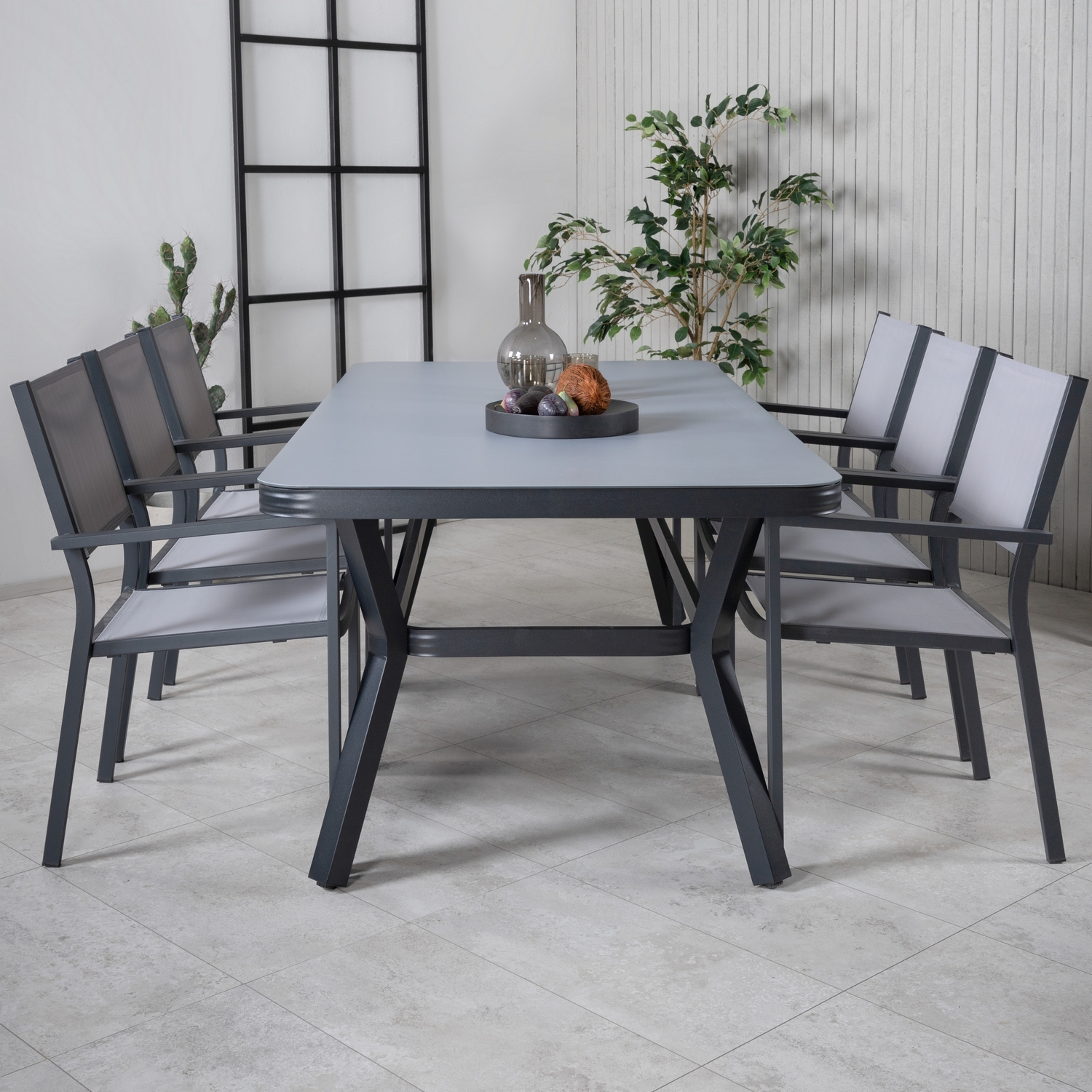 Spisegruppe Venture Home Vyn med 6 Curz Stablebare Spisestoler