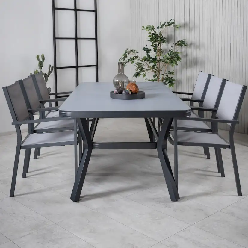 Spisegruppe Venture Home Vyn med 6 Curz Stablebare Spisestoler