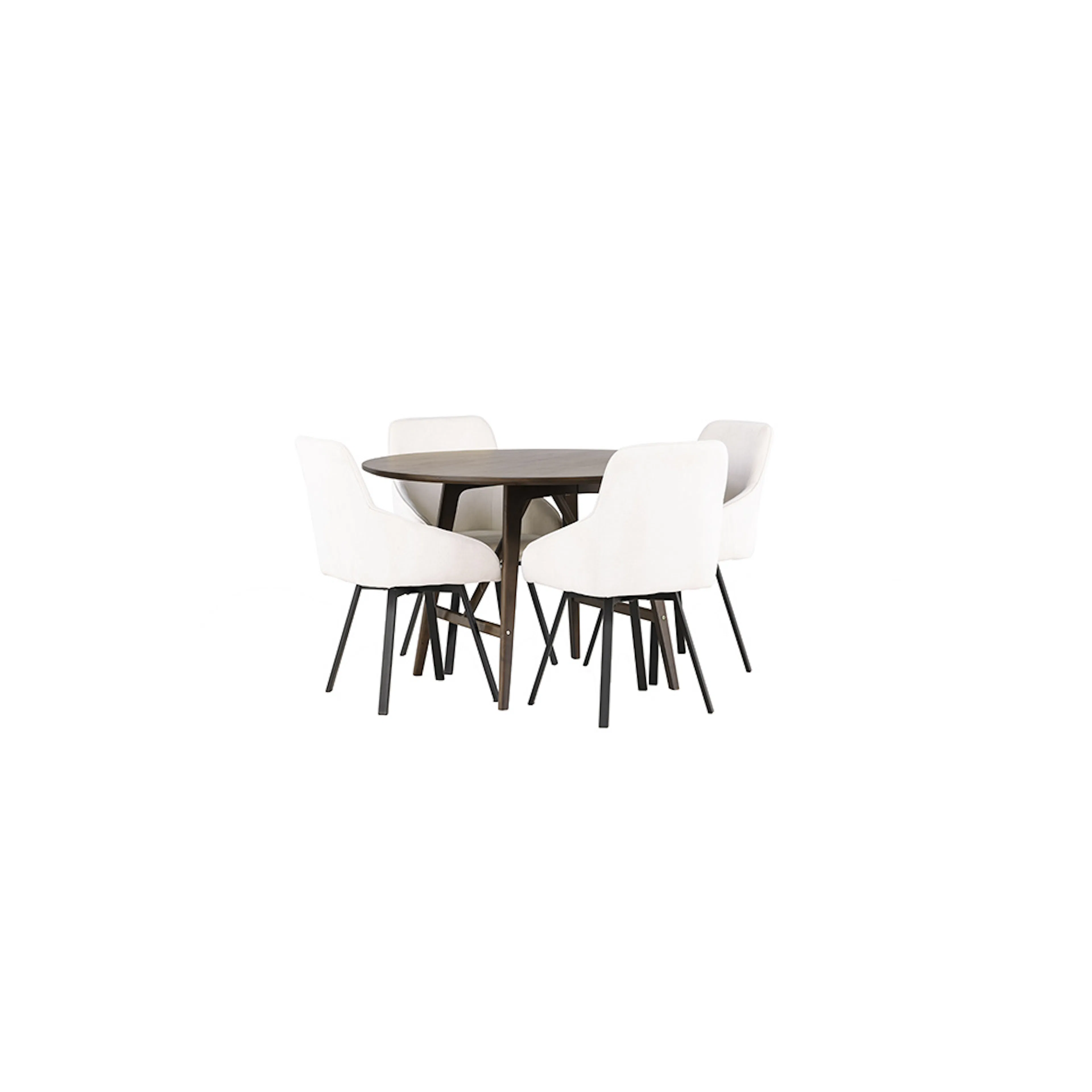 Spisegruppe Venture Home Kaseidon Ø100 cm med 4 stk Rosie Stoler