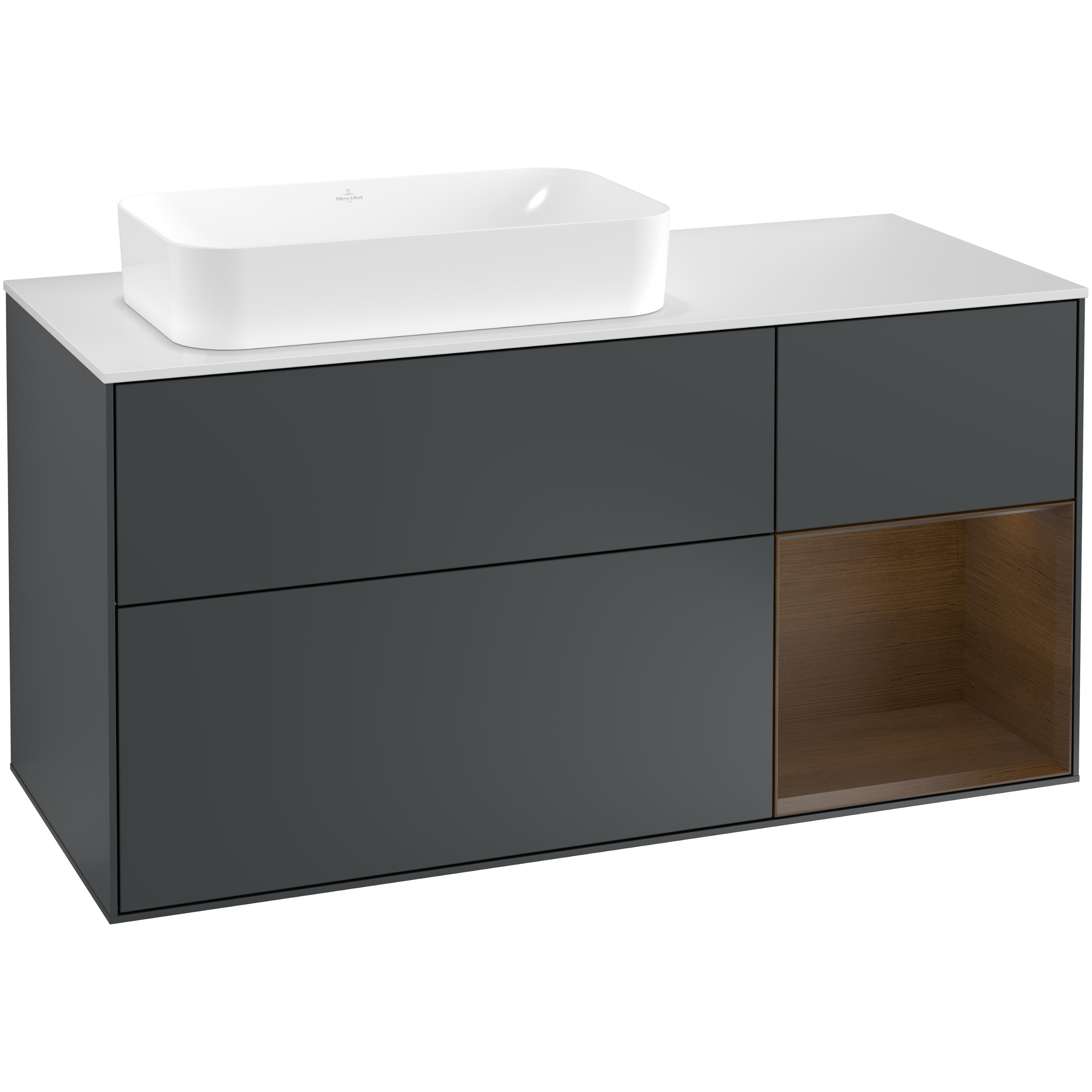 Tvättställsskåp Villeroy & Boch Finion med 3 Lådor Hylla och Bänkskiva för Ocentrerat Fristående Tvättställ