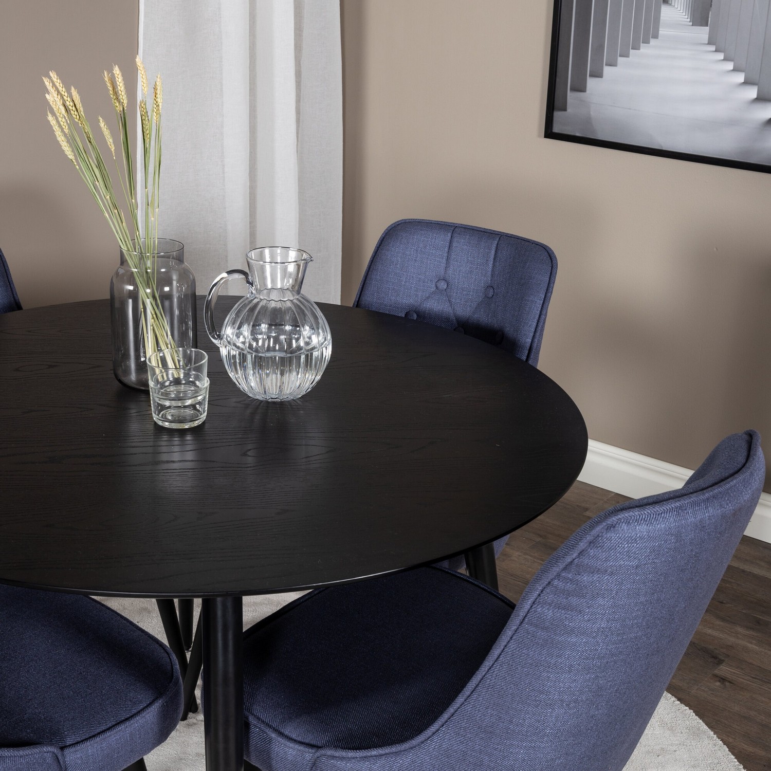 Spisegruppe Venture Home Disa Rund med 4 Vera Stoler Polyester