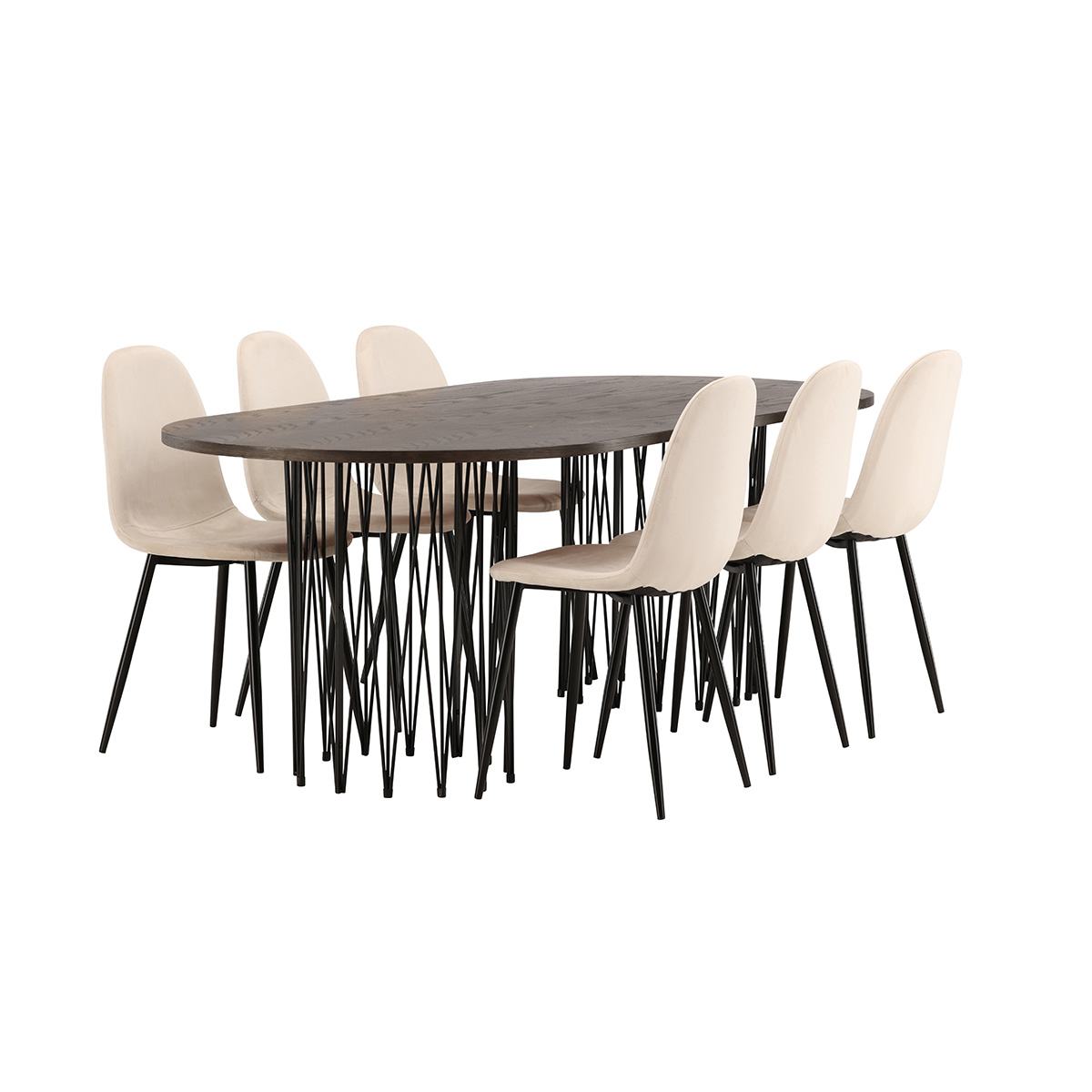 Spisegruppe Venture Home Stone med 6 Polar Stoler Fløyel