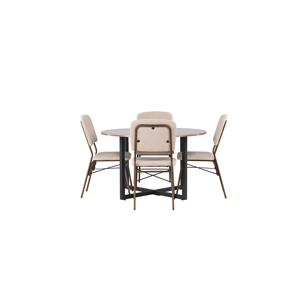 Spisegruppe Venture Home Durango Ø120 cm med 4 stk Seda Stoler