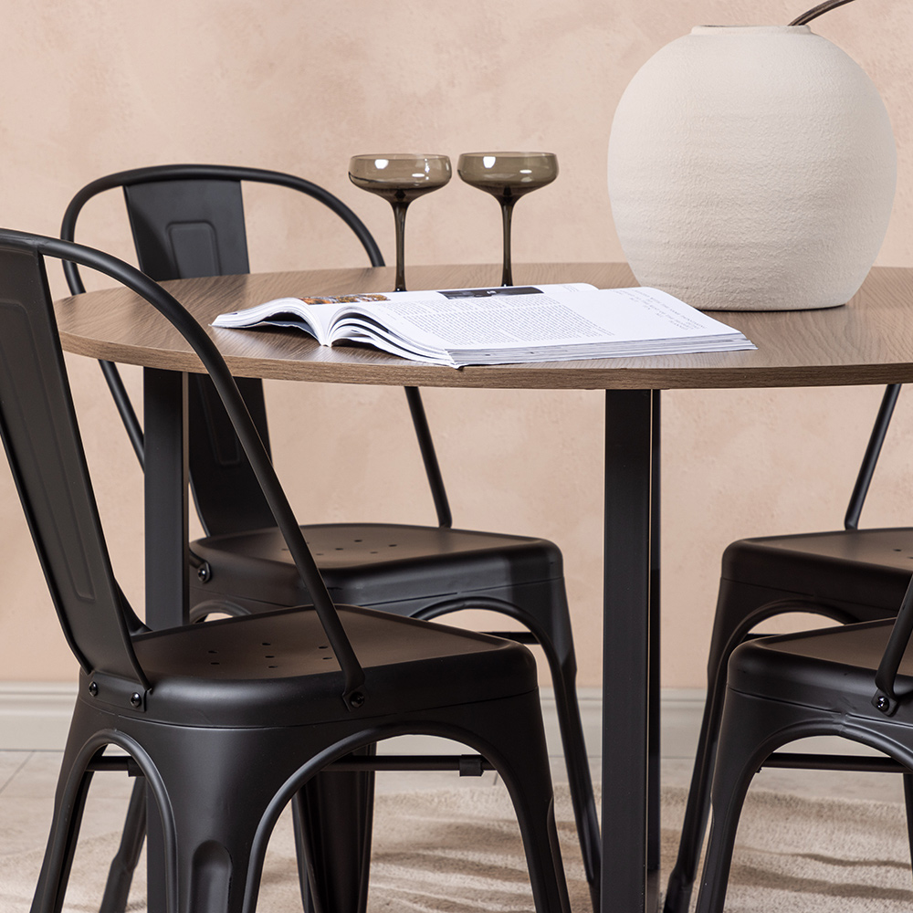 Spisegruppe Venture Home Durango Ø 120 cm med 4 Tempe Stoler