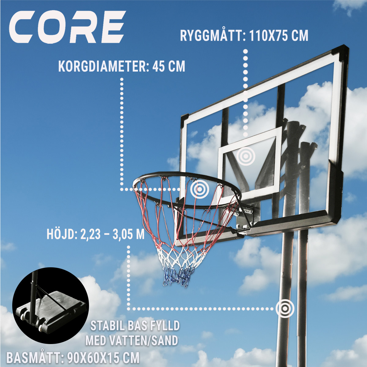 Basketkurv Core Premium 2,3-3,05m
