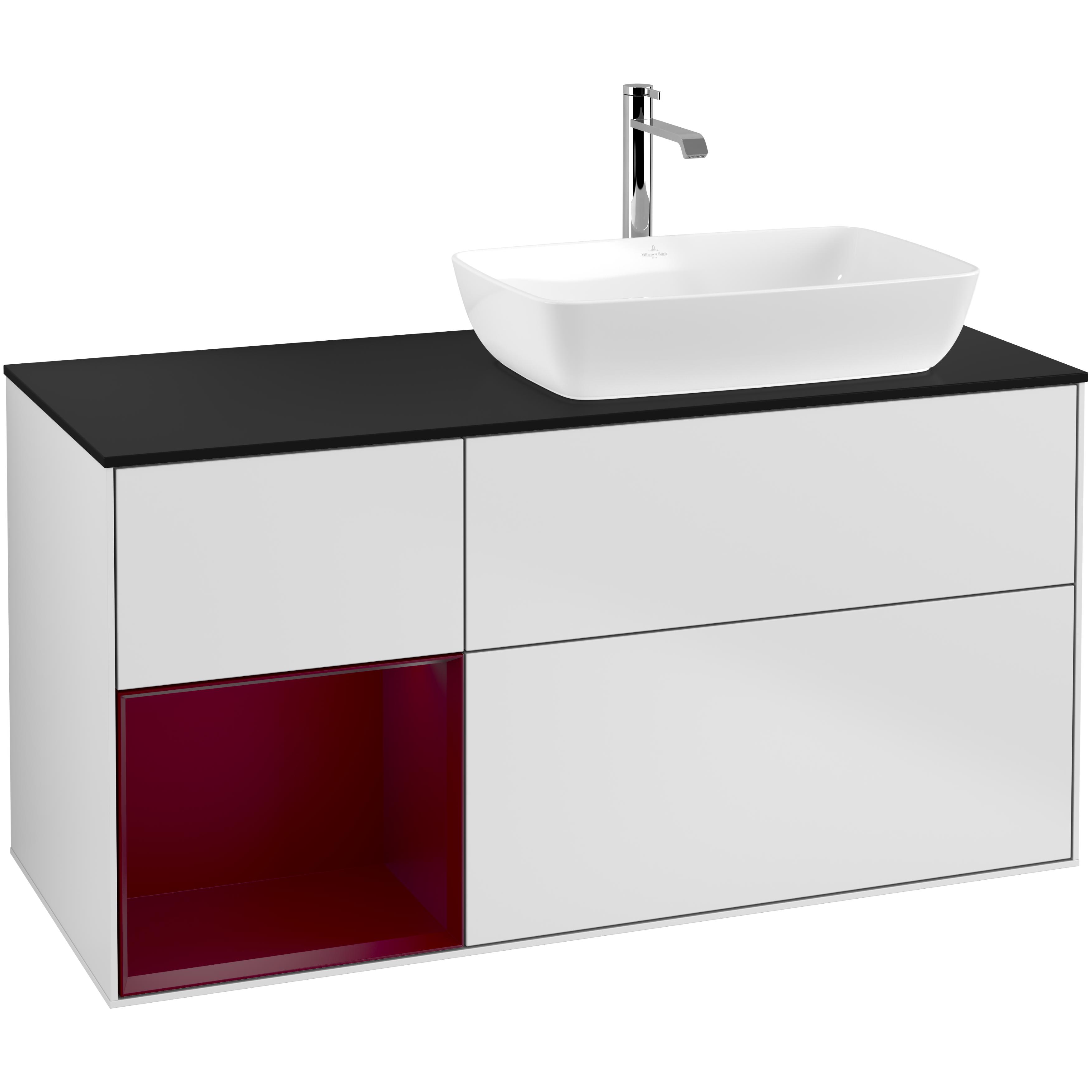 Tvättställsskåp Villeroy & Boch Finion med 3 Lådor Hylla och Bänkskiva för Ocentrerat Tvättställ från Artis & Collaro