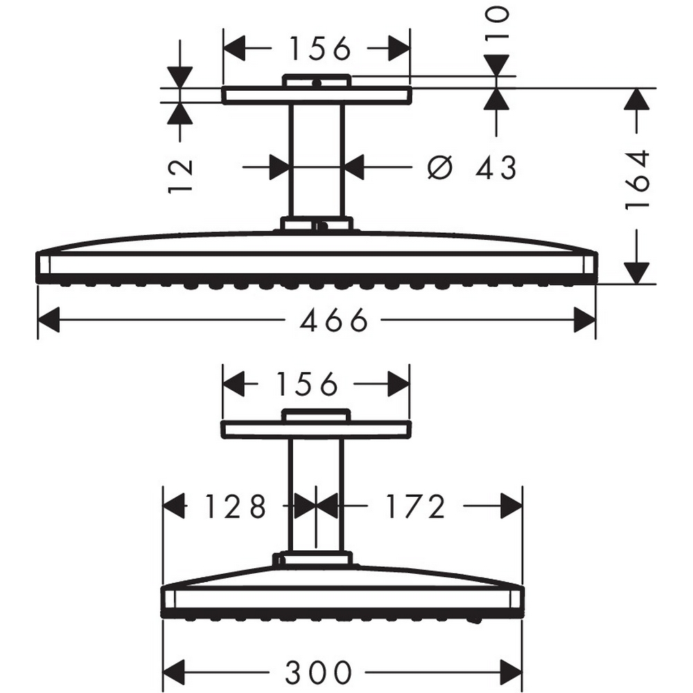 Hoveddusj Hansgrohe Rainmaker Select 460 2-jet for Takmontering