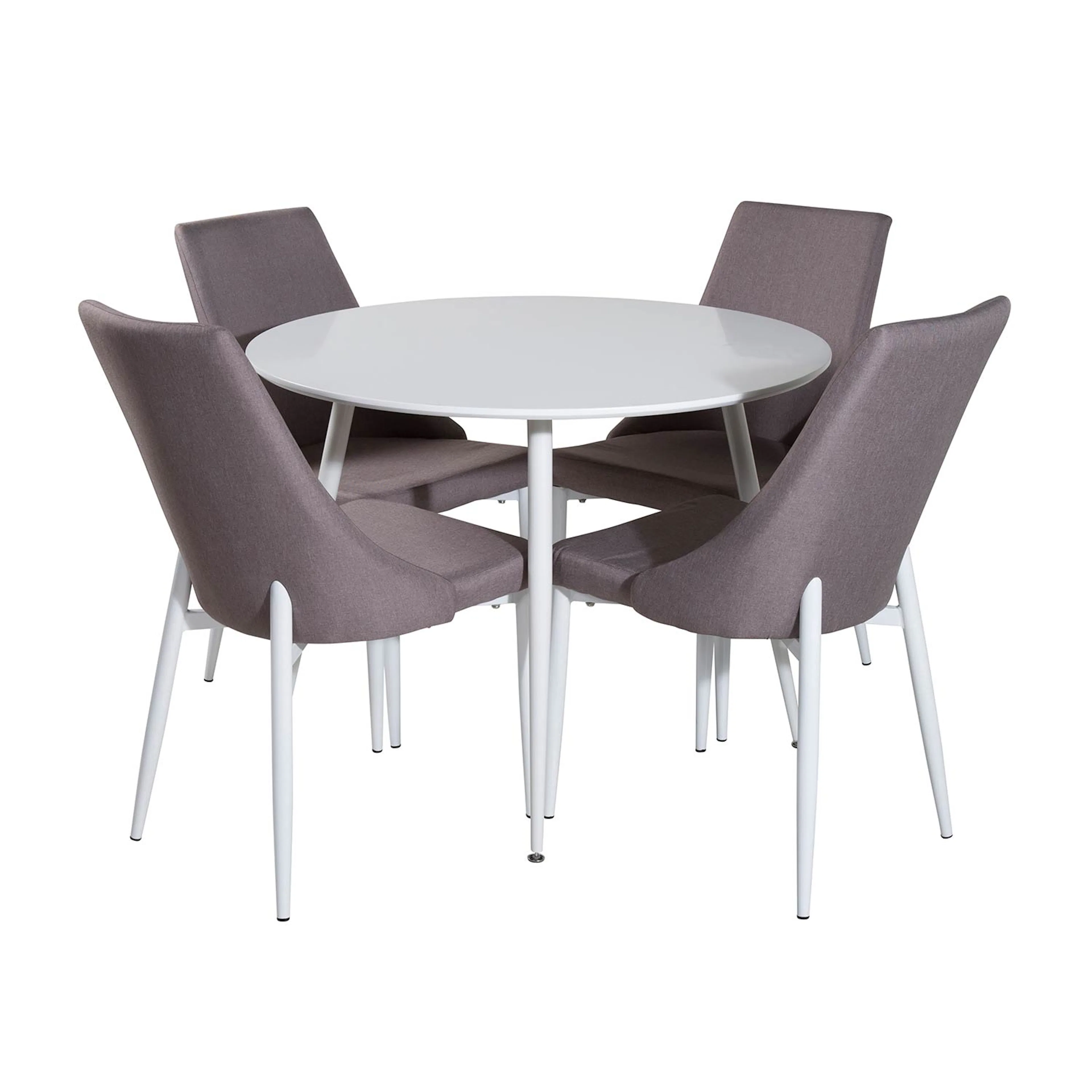 Plaza Round Table - White top /Leone 2.0 Chair -grå/ White_4 Hvit/Grå