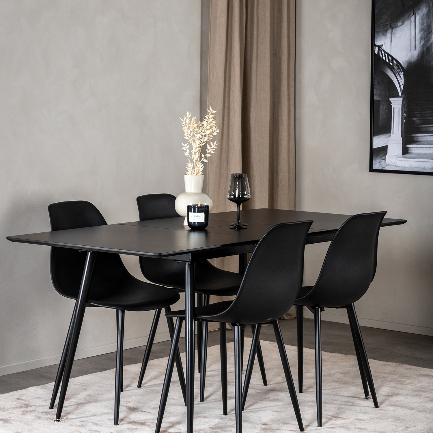 Spisegruppe Venture Home Silvia med Innleggsplate og 4 Pop Stoler