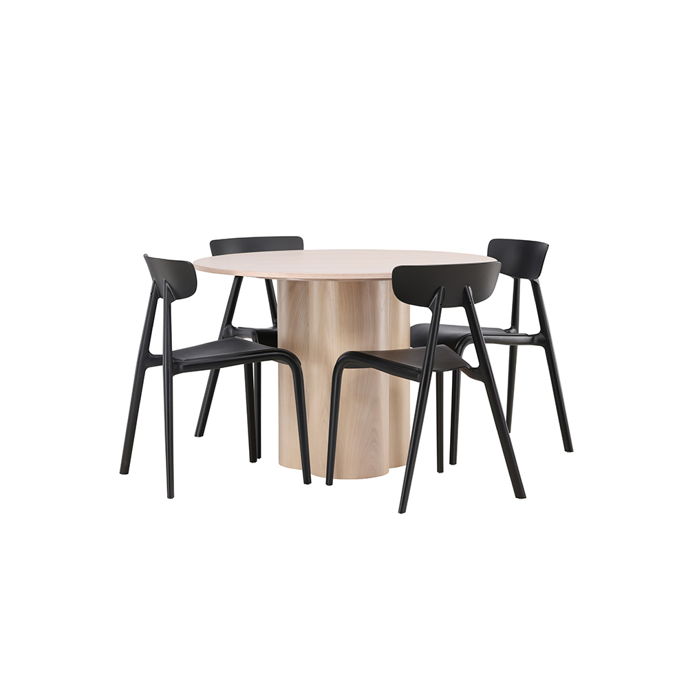 Spisegruppe Venture Home Olivia Ø 110 cm med 4 Ursholmen Stoler