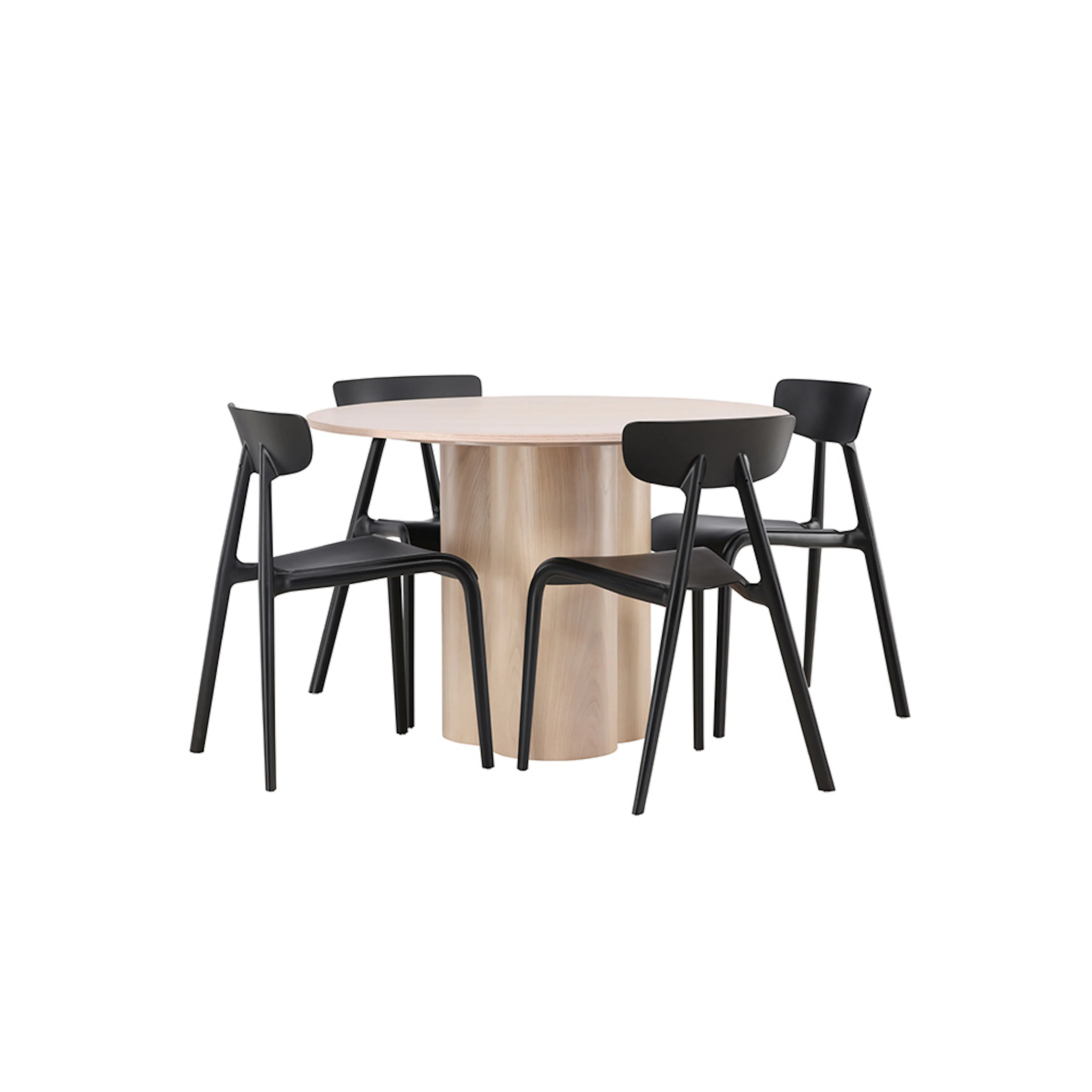 Spisegruppe Venture Home Olivia Ø 110 cm med 4 Ursholmen Stoler