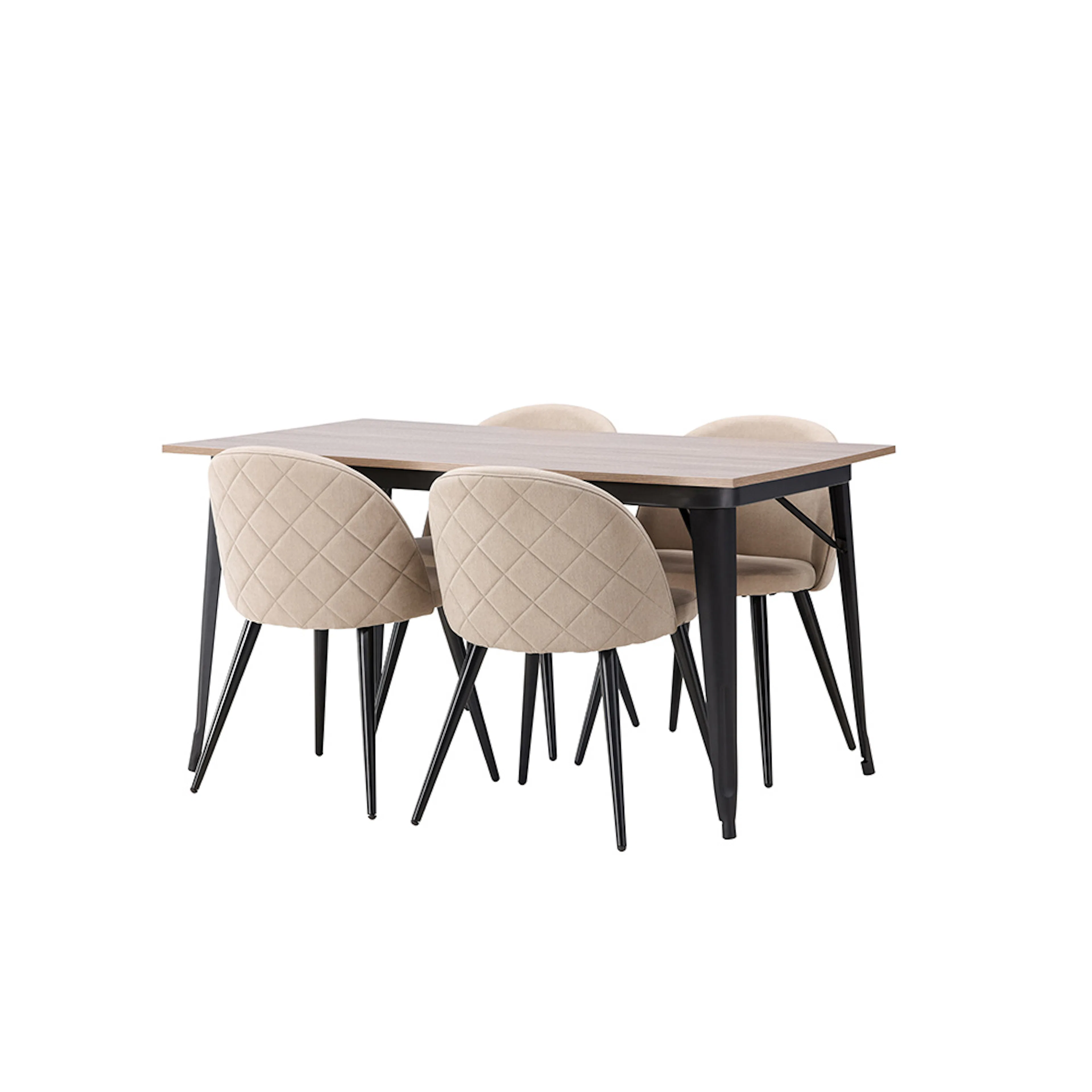 Spisegruppe Venture Home Tempe 140 cm med 4 Velvet Stoler