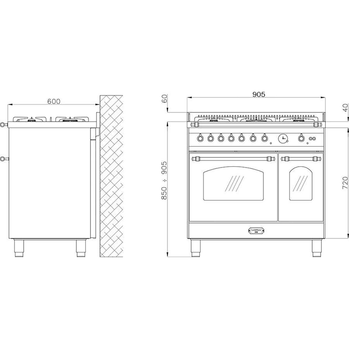 Komfyr Lofra Dolce Vita 90 cm 2 Ovner Gass