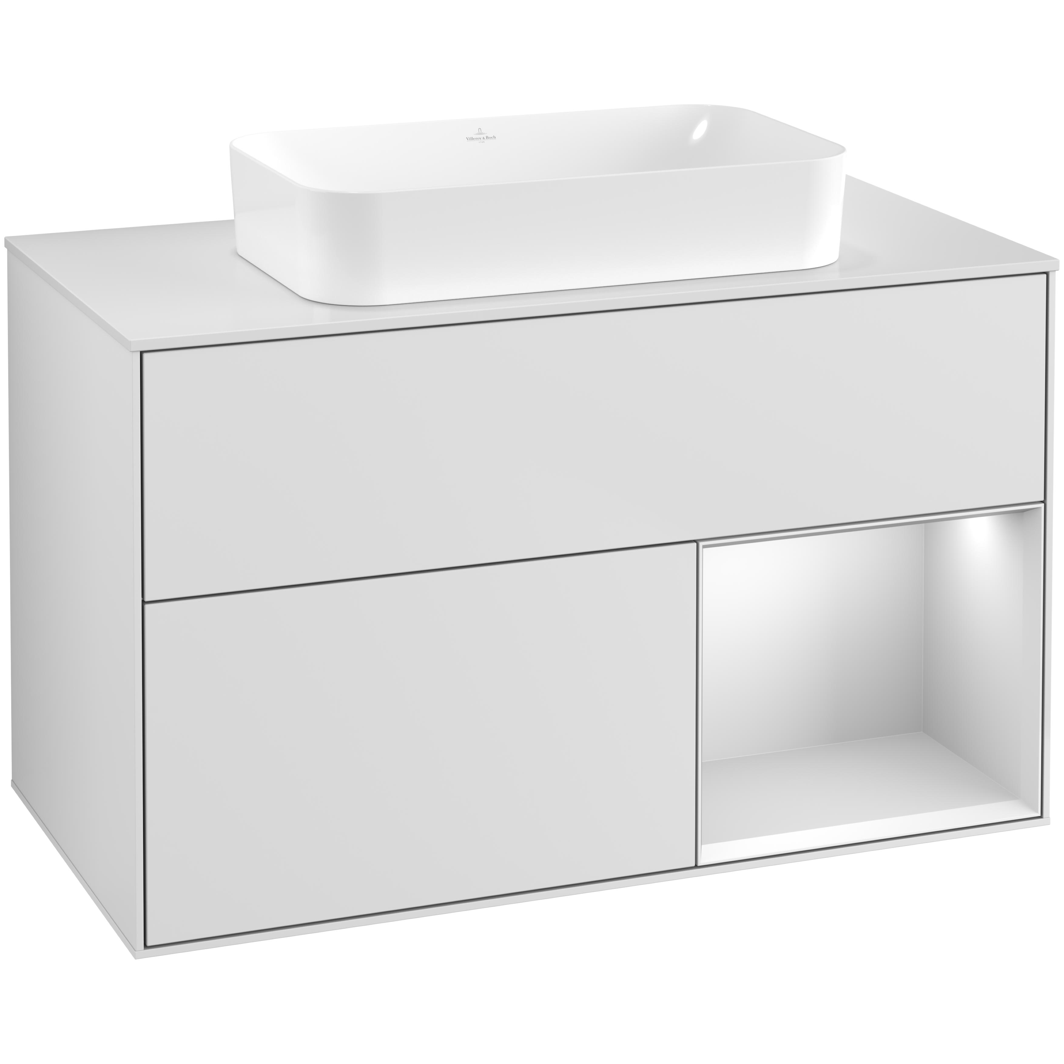 Tvättställsskåp Villeroy & Boch Finion med 2 Lådor Hylla och Bänkskiva för Fristående Tvättställ | badrum - badrumsmobler - tvattstallsskap-och-kommod | KakelKungen