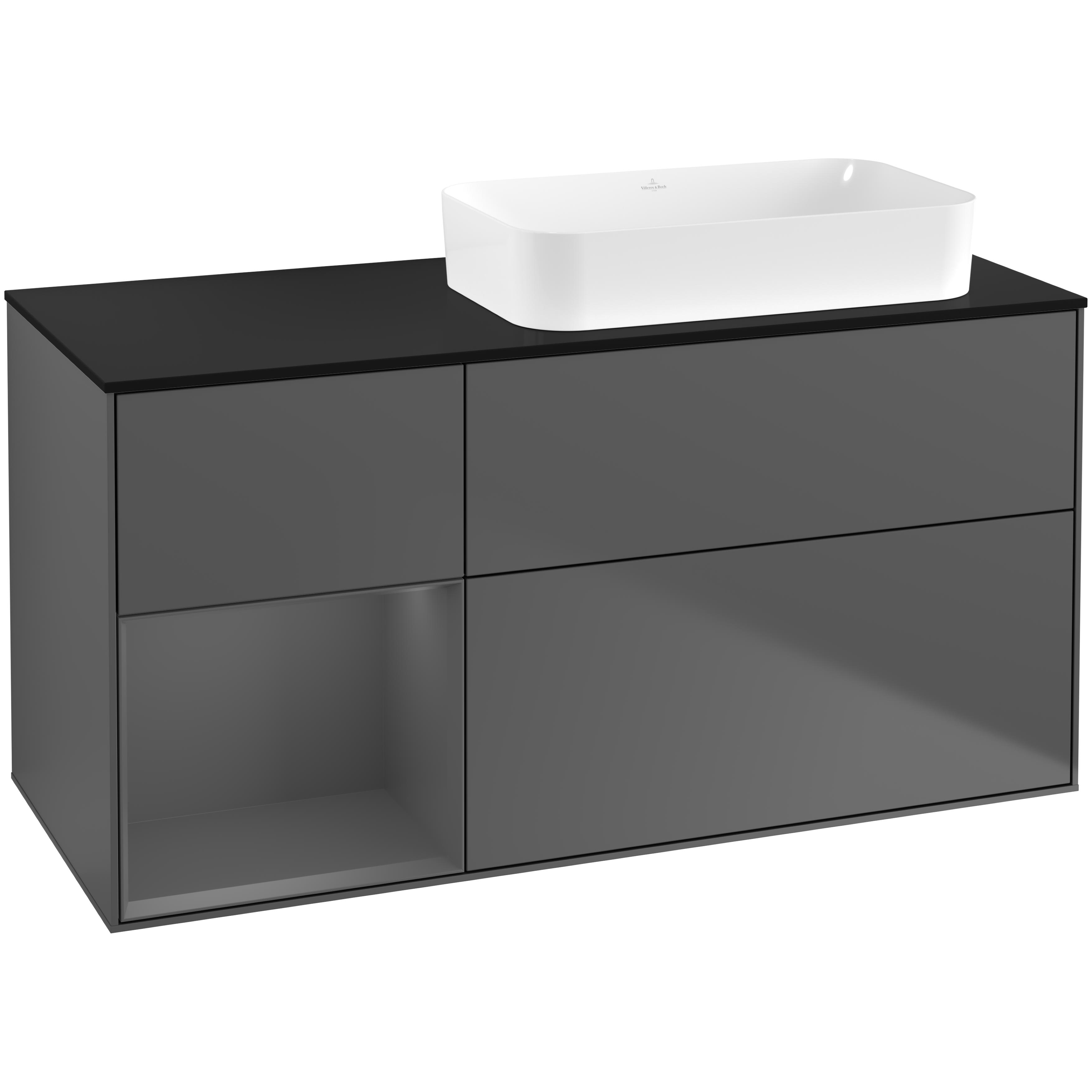 Tvättställsskåp Villeroy & Boch Finion med 3 Lådor Hylla och Bänkskiva för Ocentrerat Fristående Tvättställ