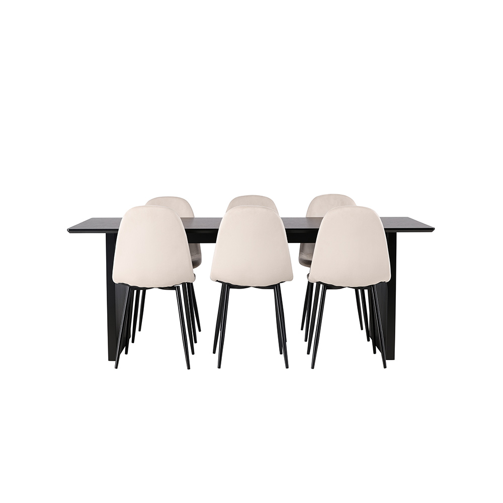 Spisegruppe Venture Home Vail med 6 Polar Stoler Fløyel