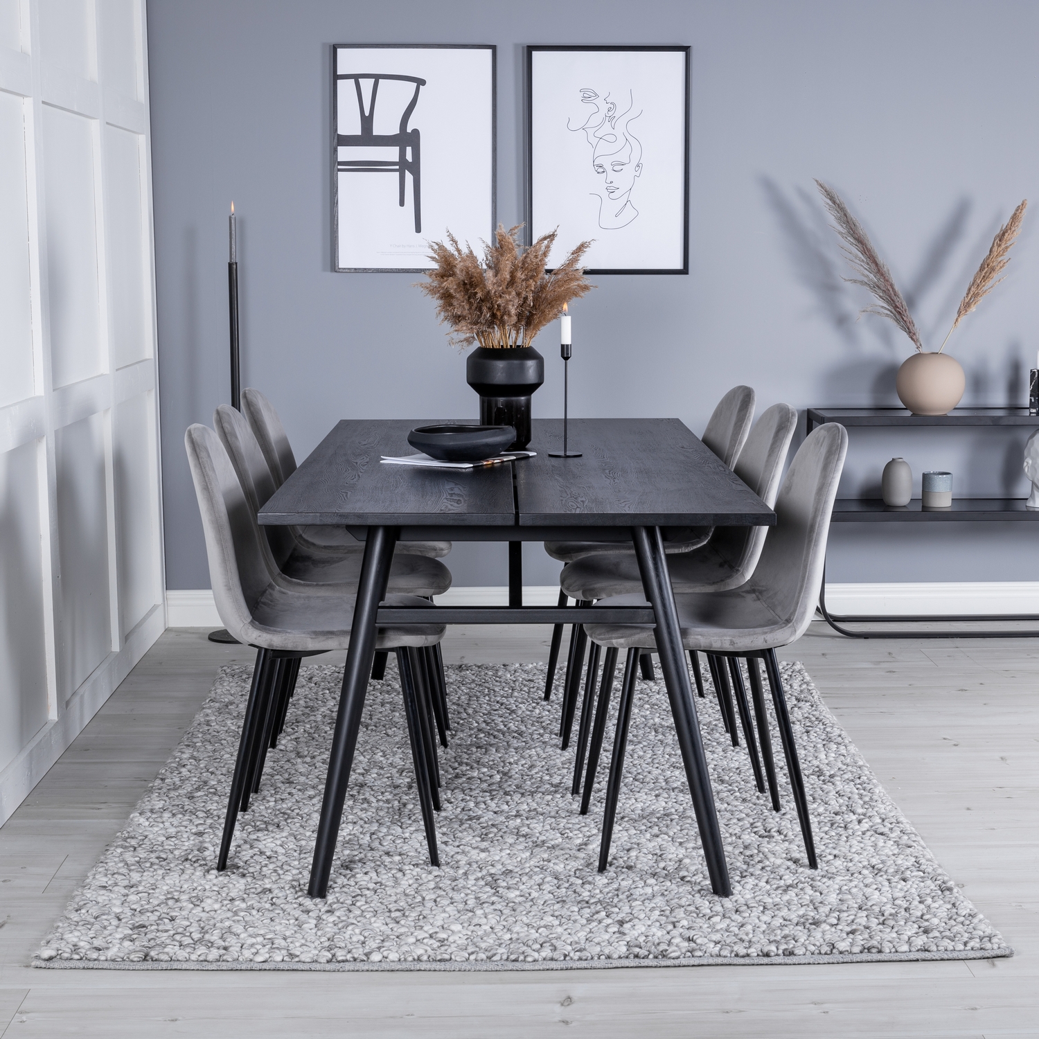 Spisegruppe Venture Home Salt med 6 Pobbie Stoler