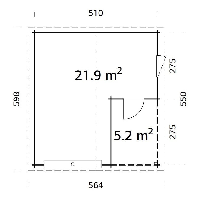 Garasjebod Palmako Roger 28,1 m2 med Leddport