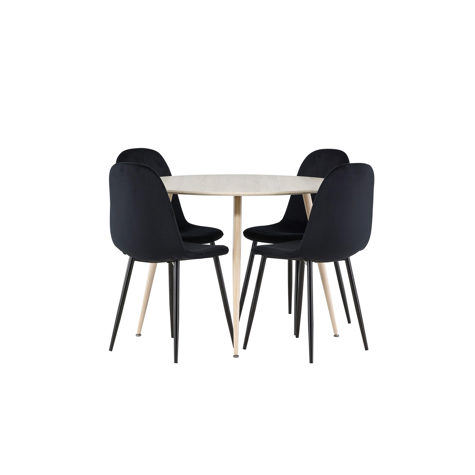 Spisegruppe Venture Home Plaza Ø100 med 4 stk Polar Stoler Fløyel