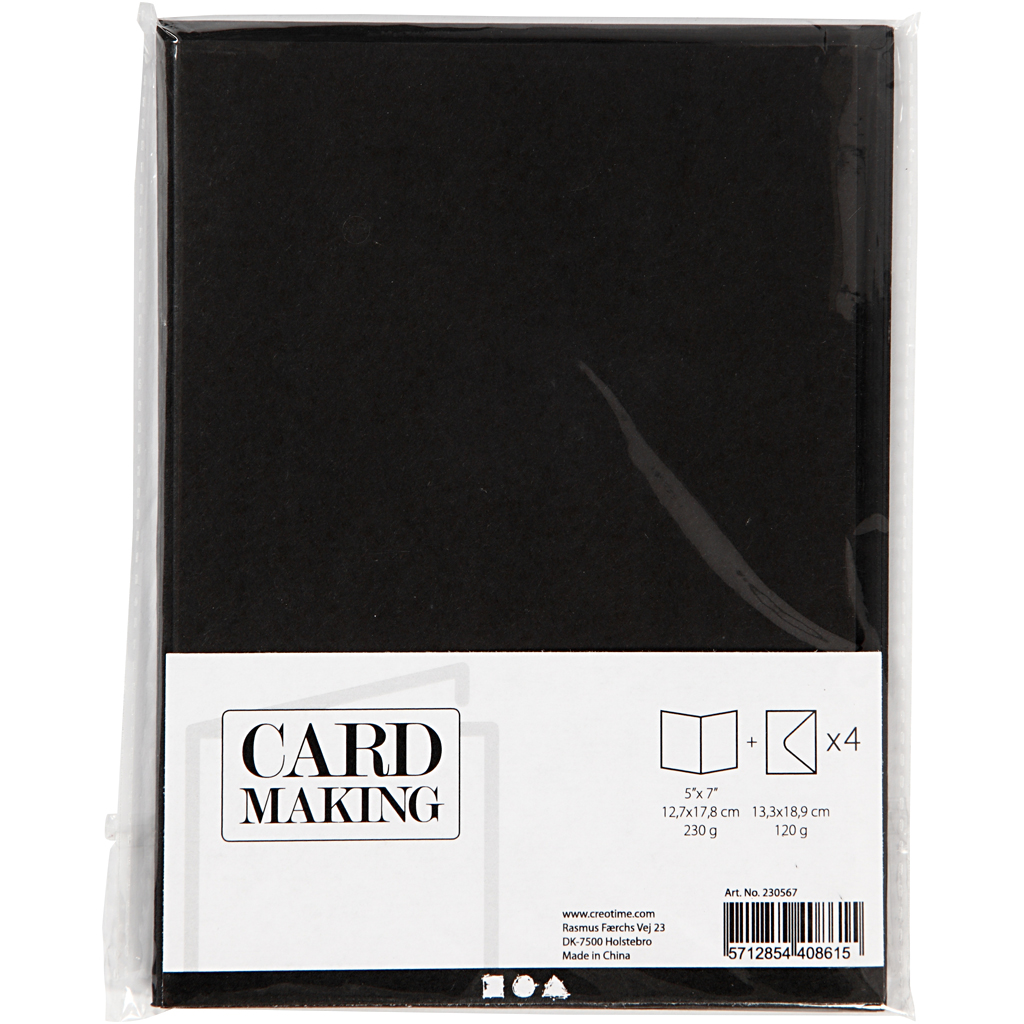 Kort Creativ Company og Konvolutt Kortstr 12,7x17,8 cm Konvstr 13,3x18,5 cm 4 sett/1 Pk