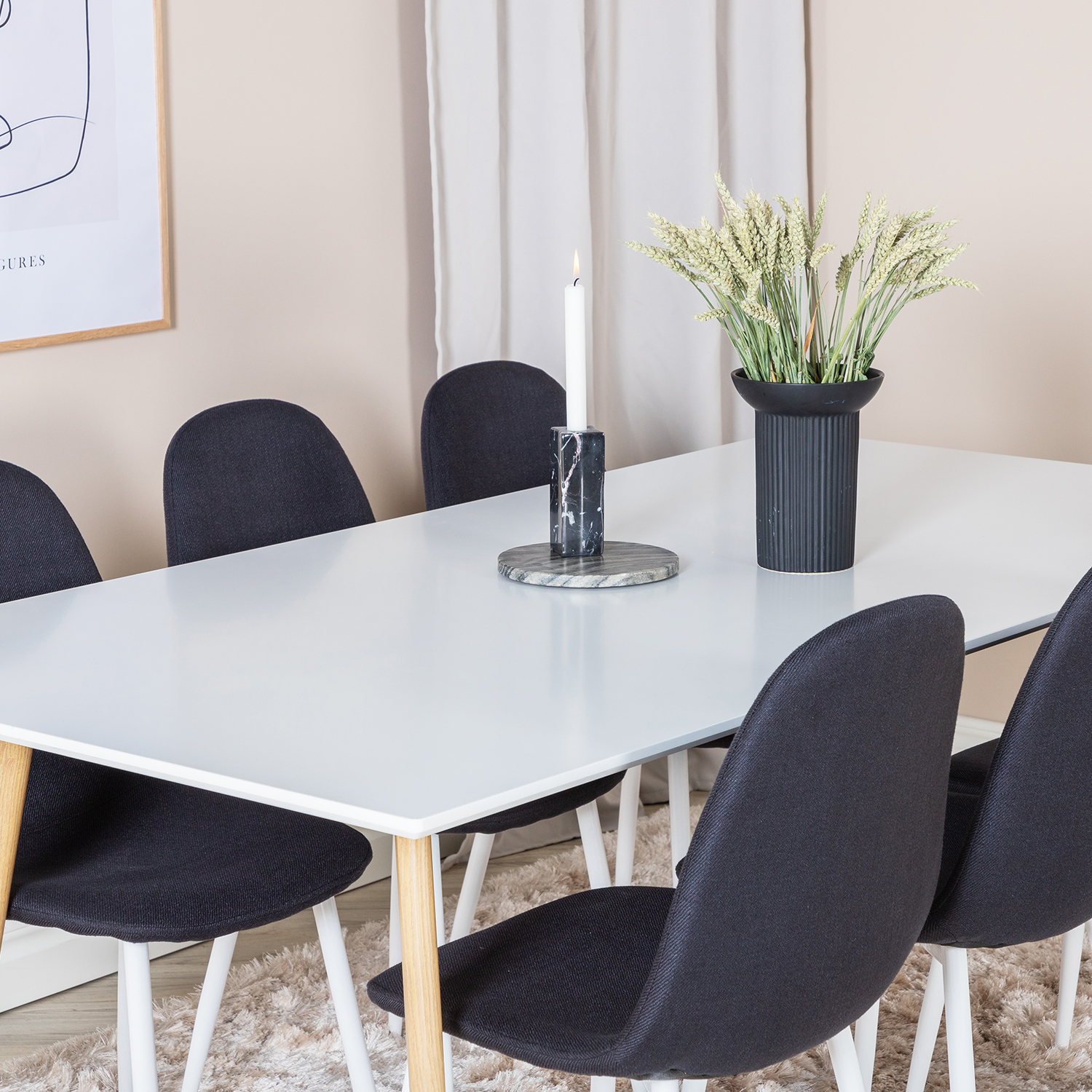Spisegruppe Venture Home Pobbie 180 med 6 Stoler Polyester