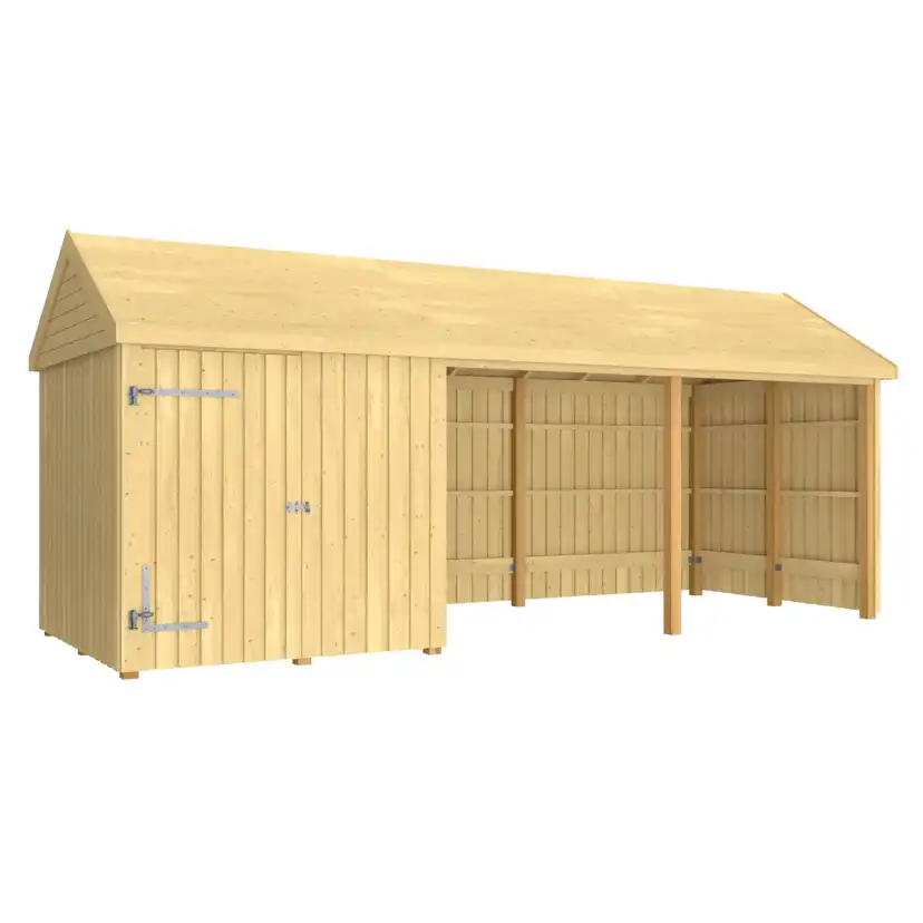 Utebod PLUS Classic Multi Hagehus 3 Moduler Enkeldør Åpen 14,5m2