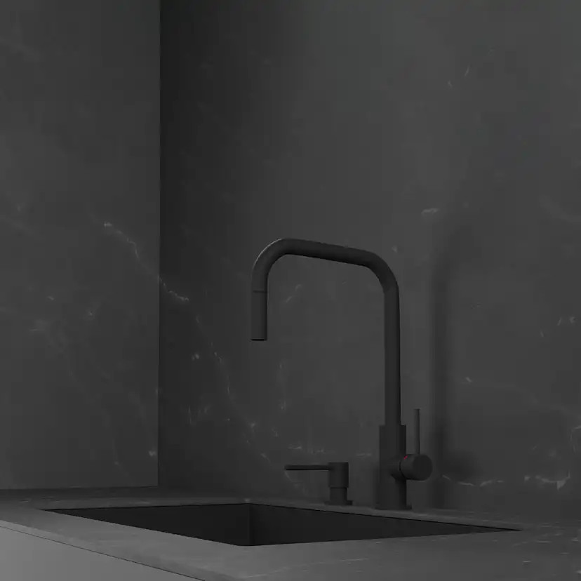 Kjøkkenbatteri Scandtap Steel Accent Square med Uttrekkbar Tut