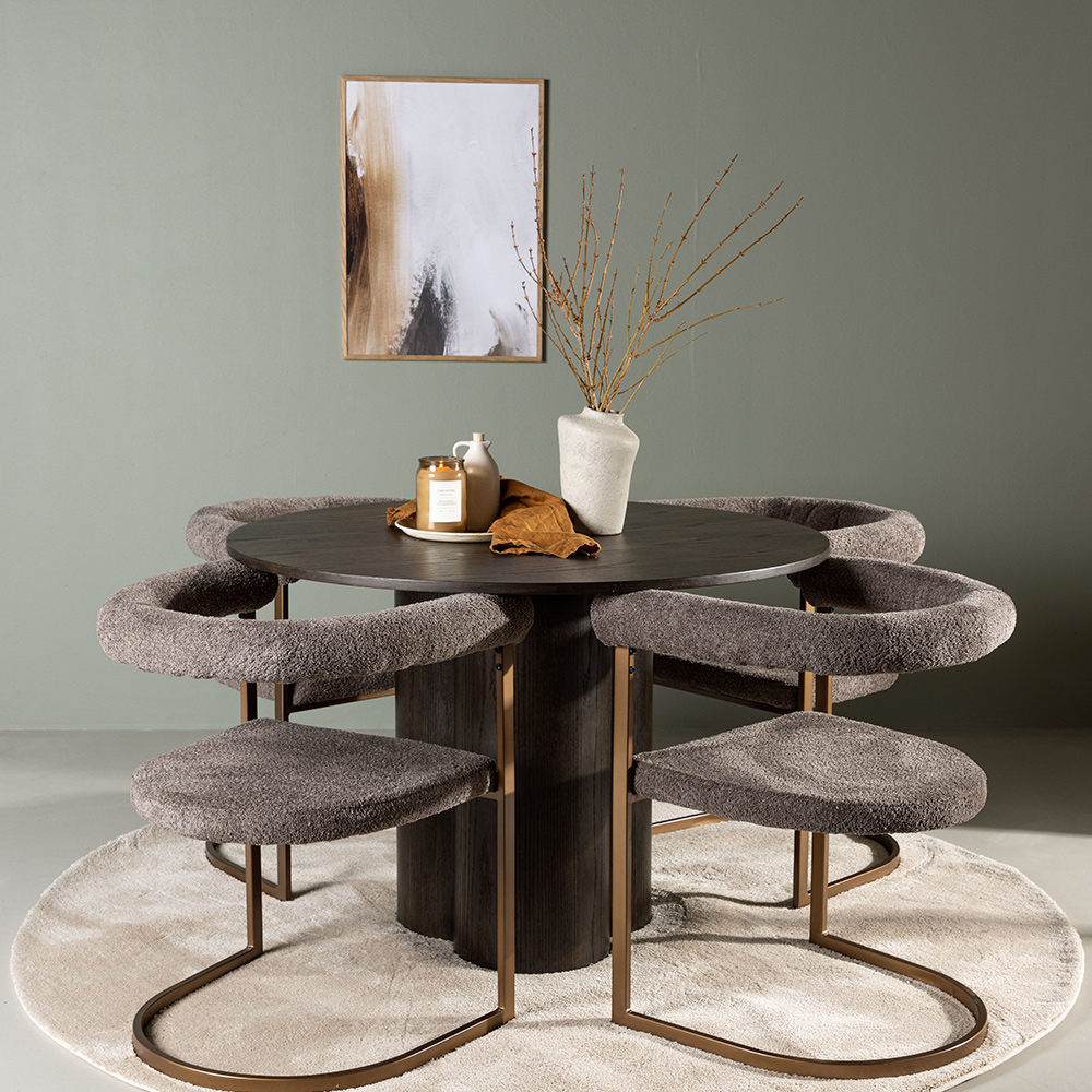 Spisegruppe Venture Home Olivia Ø110 cm med 4 stk Morning Stoler