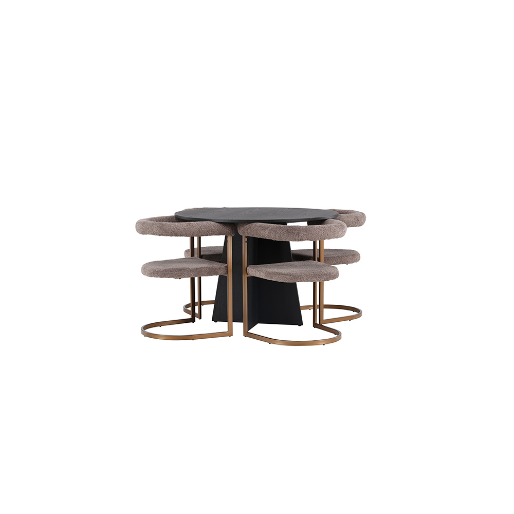 Spisegruppe Venture Home Bootcut Ø110 cm med 4 stk Morning Stoler
