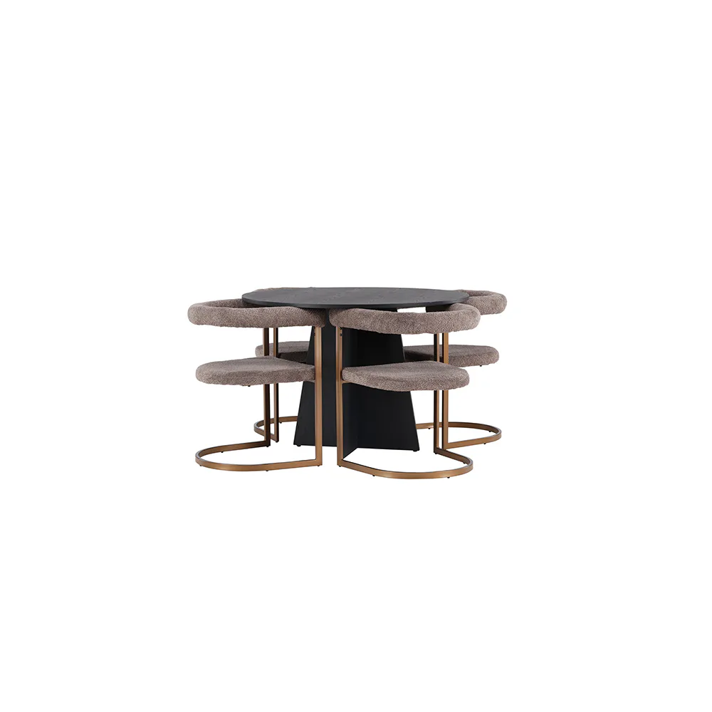 Spisegruppe Venture Home Bootcut Ø110 cm med 4 stk Morning Stoler