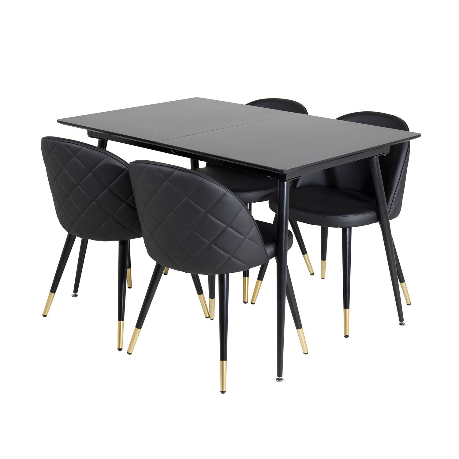 Spisegruppe Venture Home Silvia med Innleggsplate og 4 Valentina Stoler Kunstlær