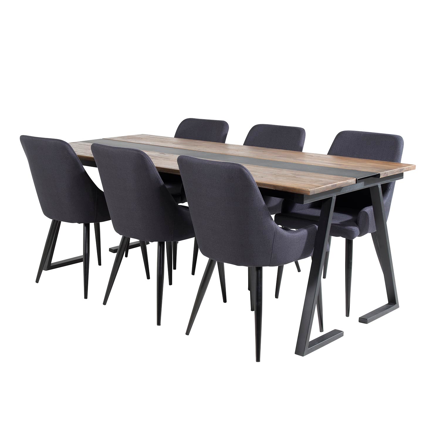 Spisegruppe Venture Home Jane med 6 Plake Stoler Mörk Teak
