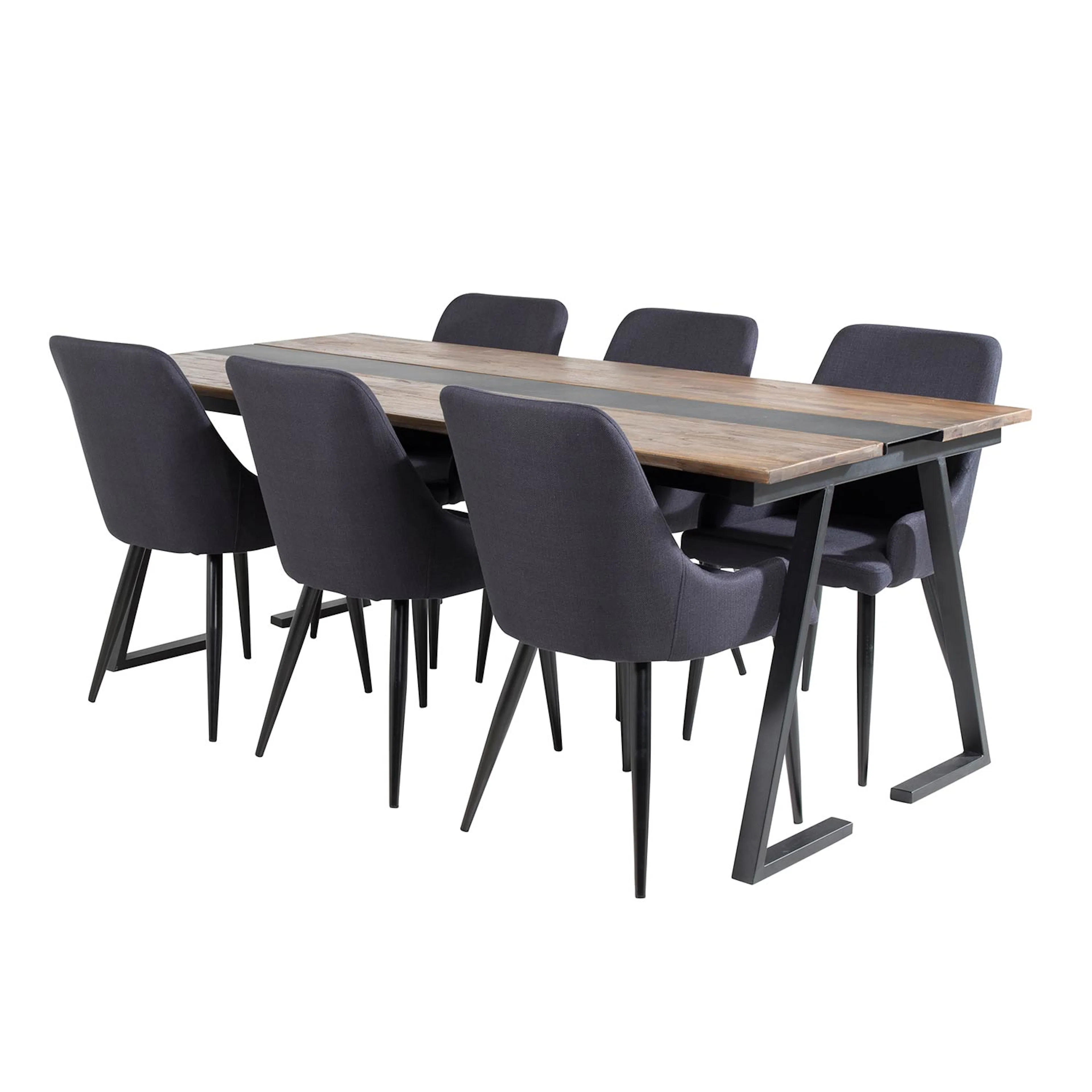 Spisegruppe Venture Home Jane med 6 Plake Stoler Mörk Teak