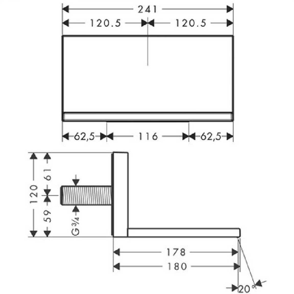 Utløpsrør Axor ShowerCollection 240/120 for Innbygging