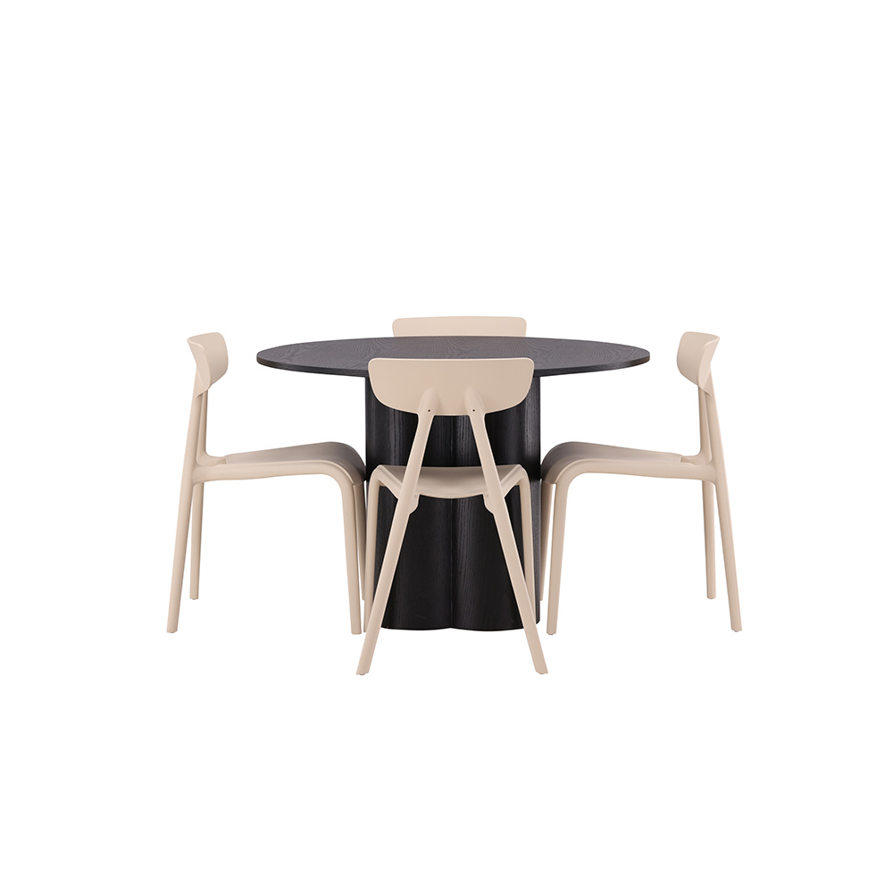 Spisegruppe Venture Home Olivia Ø 110 cm med 4 Ursholmen Stoler