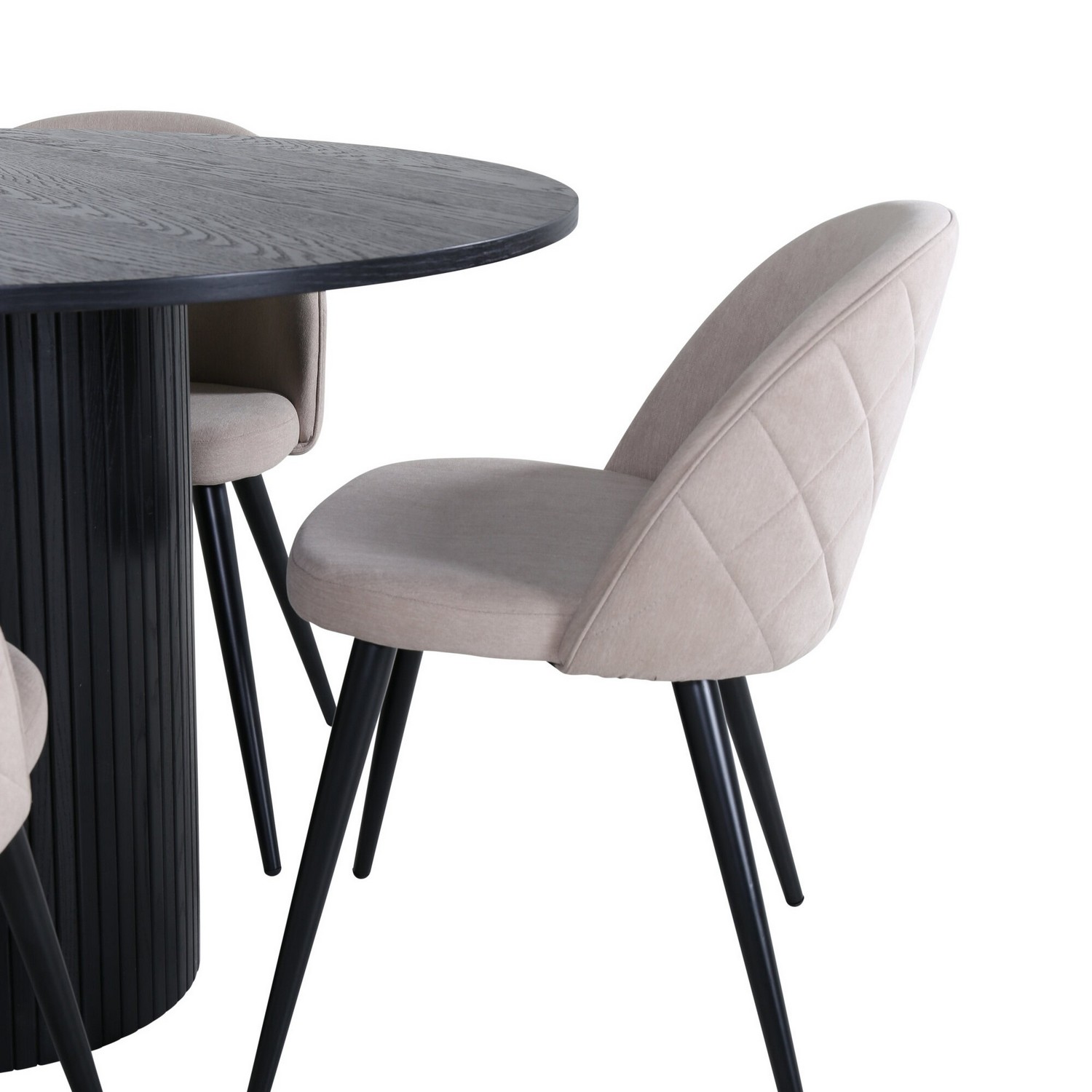 Spisegruppe Venture Home med Rundt Bianca Spisebord og 4 Valentina Stitcthes Spisestoler
