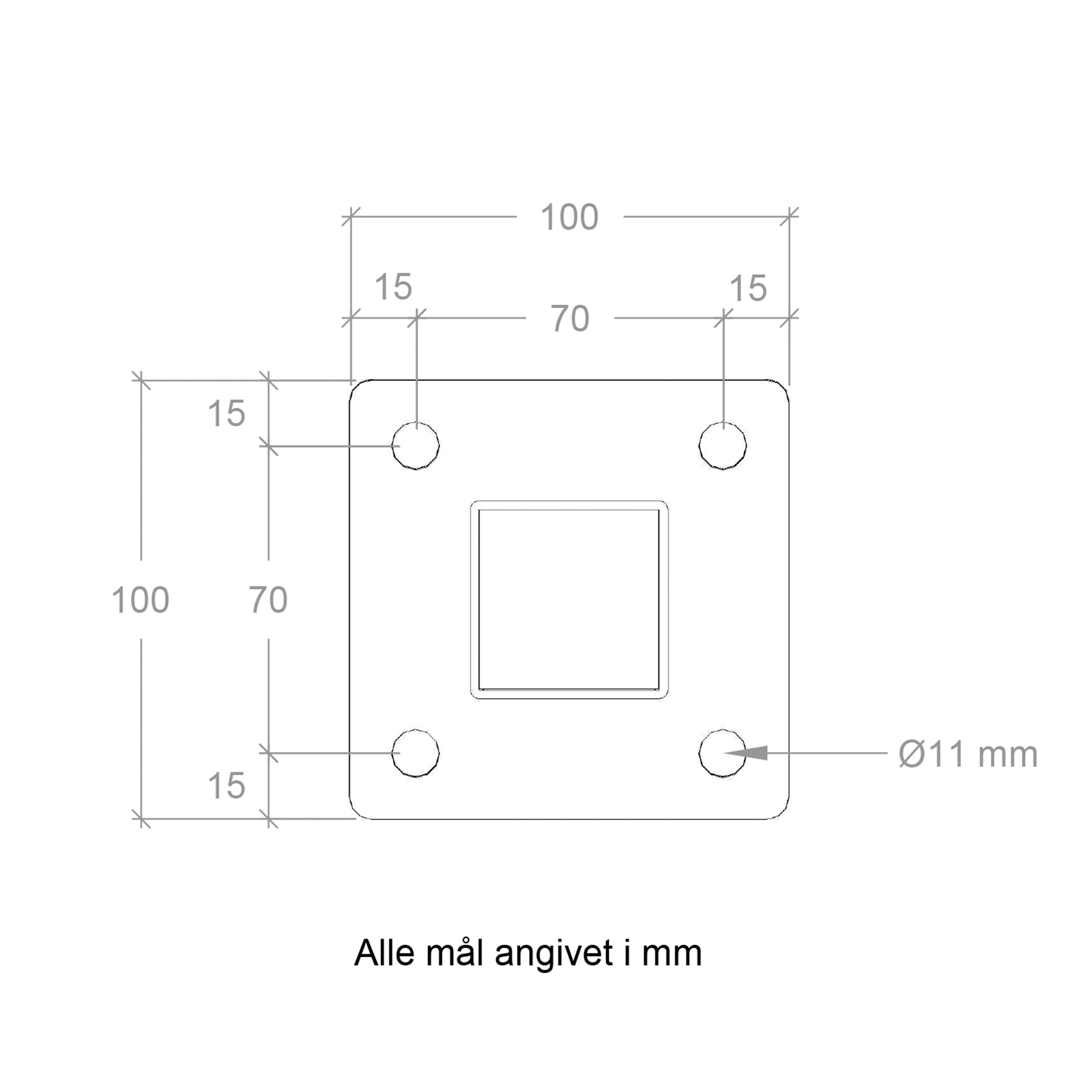 Stålstolpe PLUS Hjørne 4,5x4,5 Varmgalvanisert