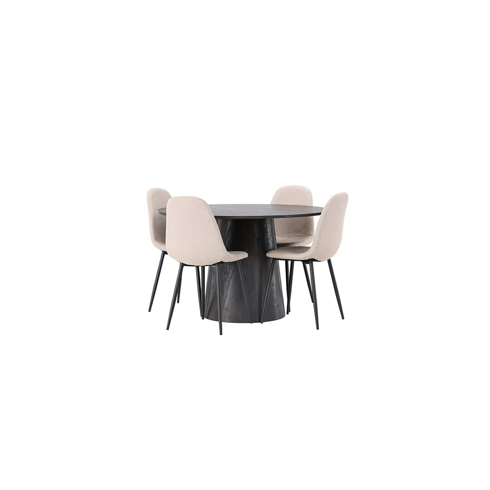 Spisegruppe Venture Home Lanzo Ø120 cm med 4 stk Polar Stoler