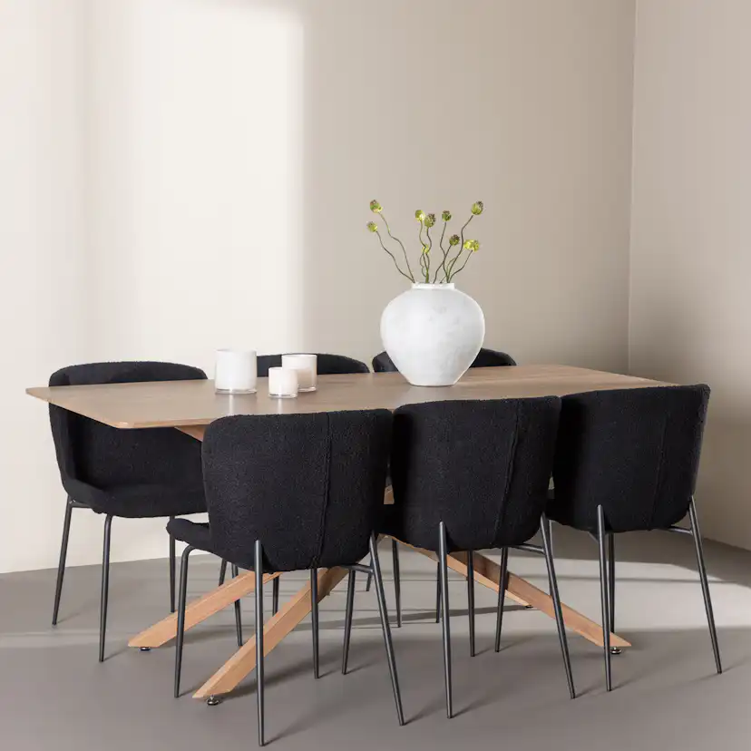 Spisegruppe Venture Home Piazza 180 med 6 stk Modesto Stoler Teddy