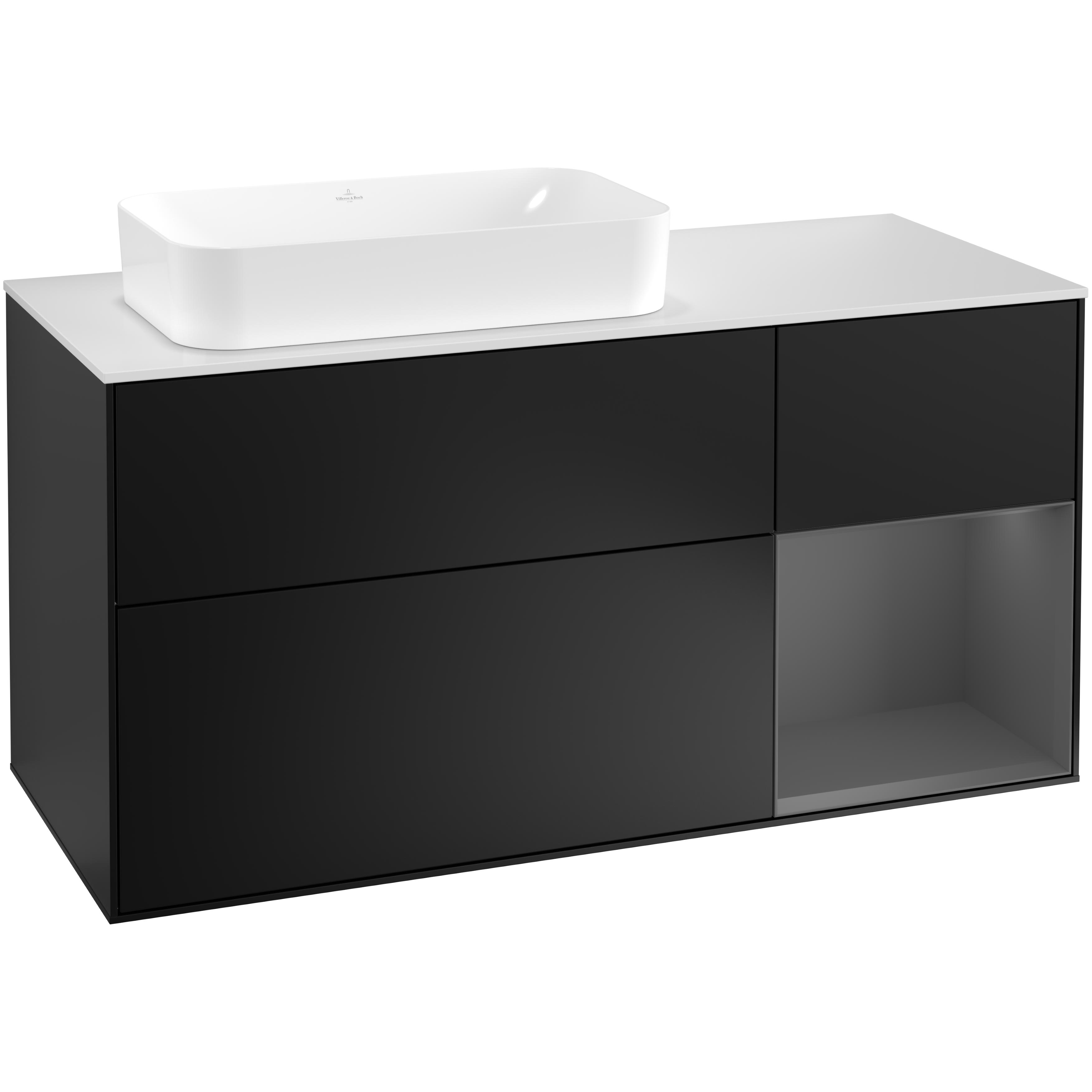 Tvättställsskåp Villeroy & Boch Finion med 3 Lådor Hylla och Bänkskiva för Ocentrerat Fristående Tvättställ