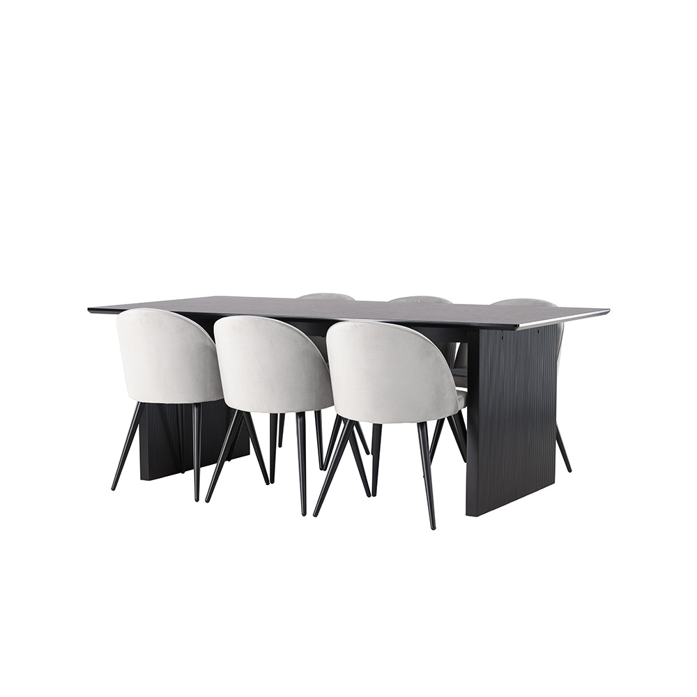 Spisegruppe Venture Home Vail med 6 Velvet Stoler