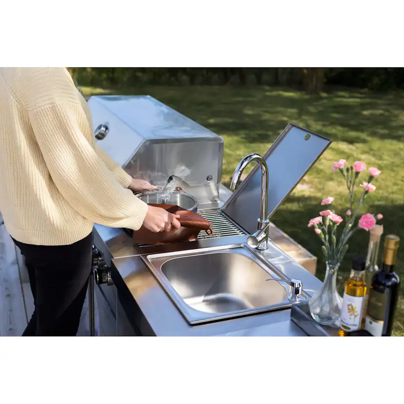 Oppvaskbenk Modul Myoutdoorkitchen Stainless Collection med Oppbevaringsskap