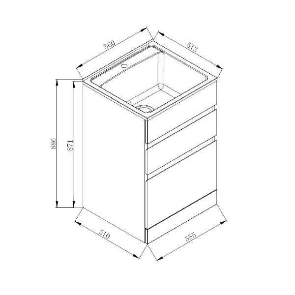 Tvättbänk Nordic Tech NTB5 Bänkskåp för Tvättstuga med Lådor & Blandarhål
