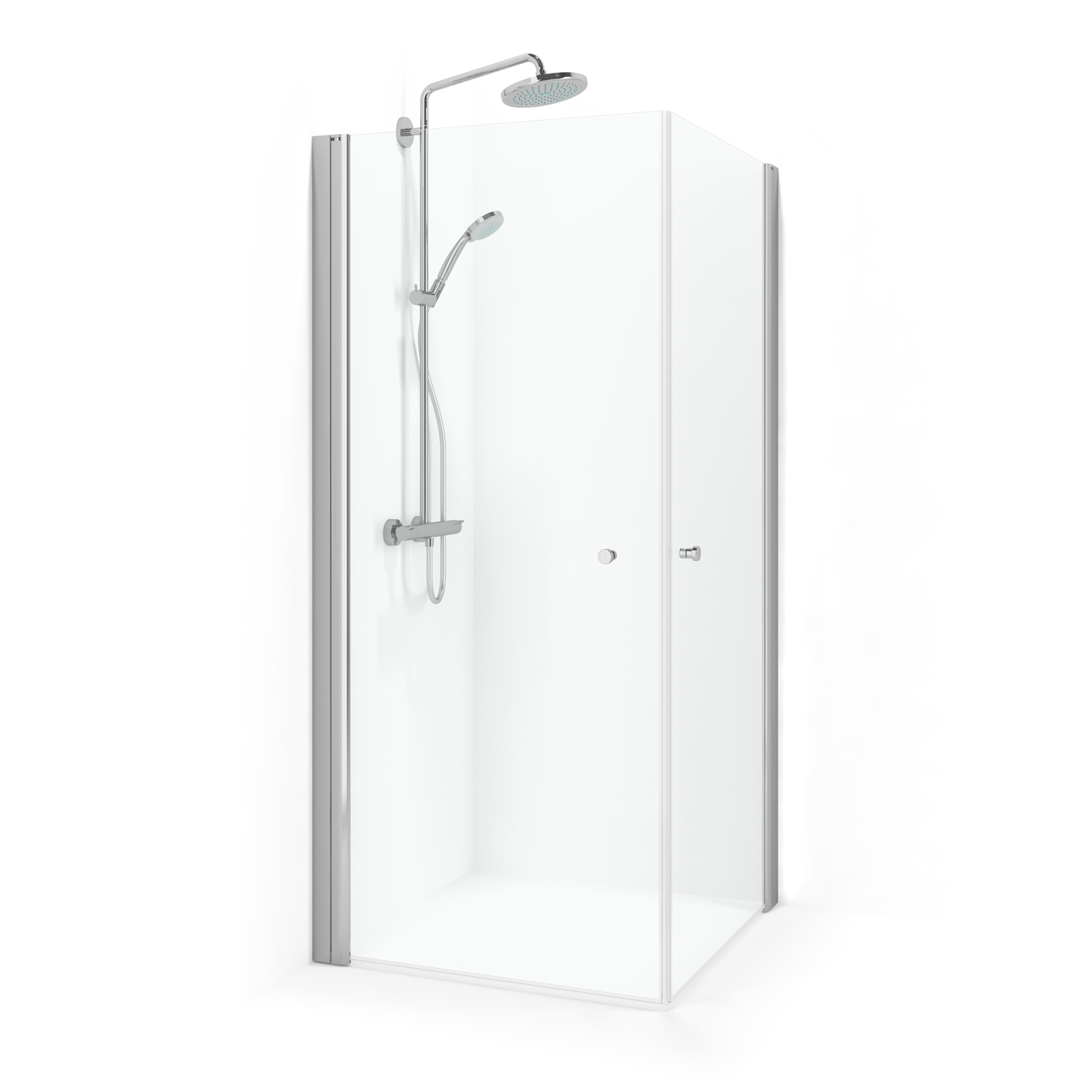 Spirit Rak 90x90 Bl Kl 900x900x1970 mm, Krom, Klart Glass med Knott