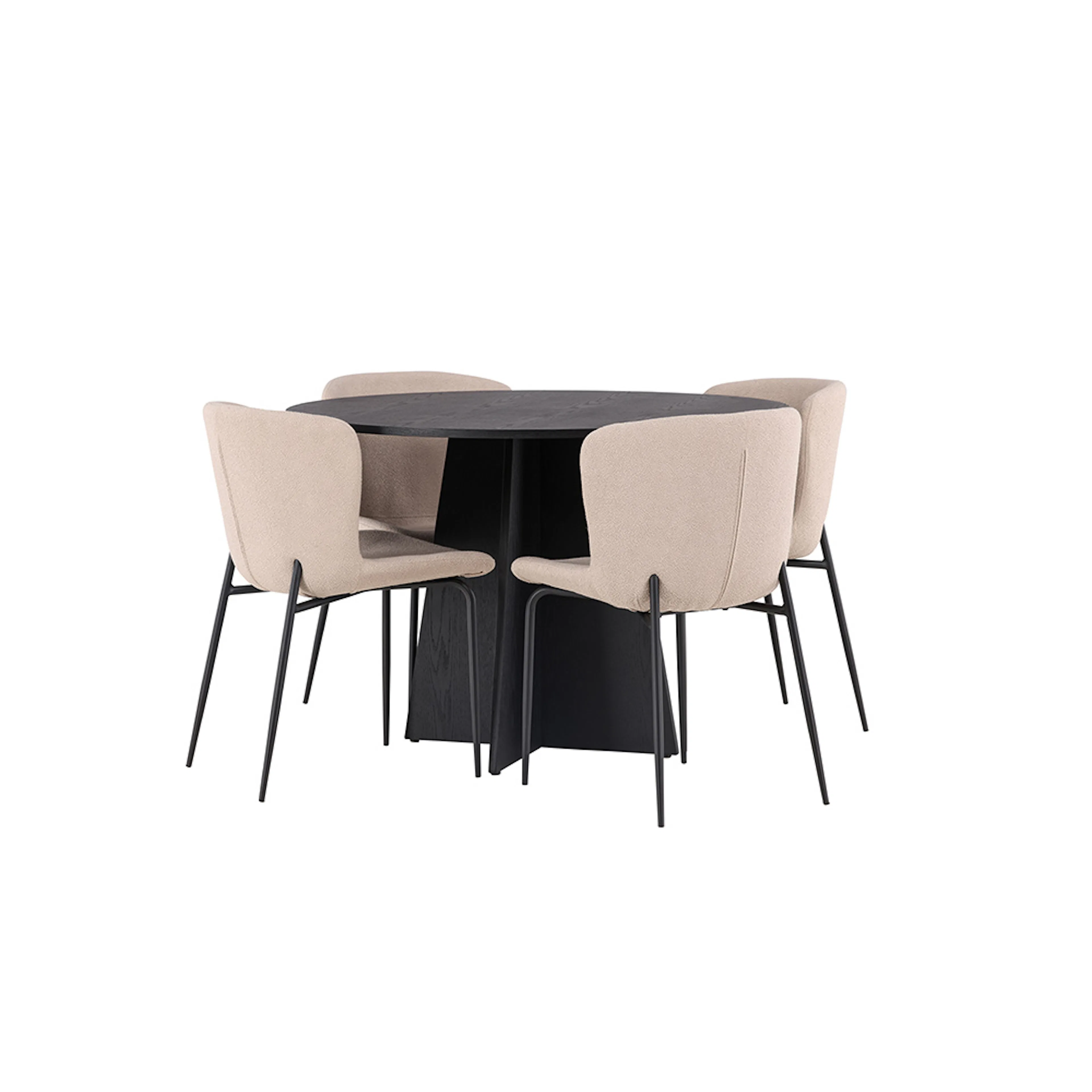 Bootcut Round Dining Table - Black / Black Fanéer +Modesto D Sort/Beige
